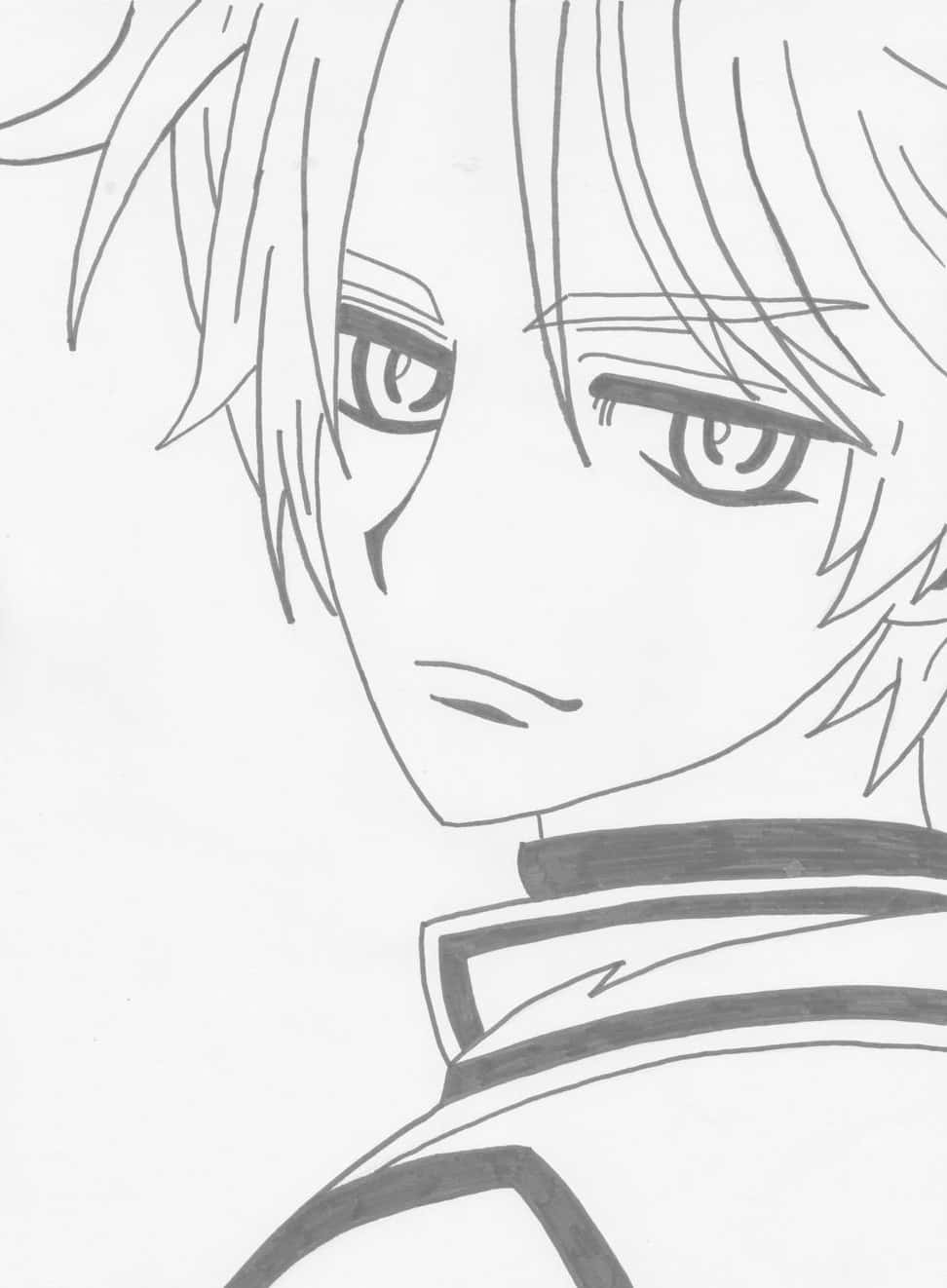 Hanabusa Aido, anime sketch, black and white line drawing, HD Phone Wallpaper