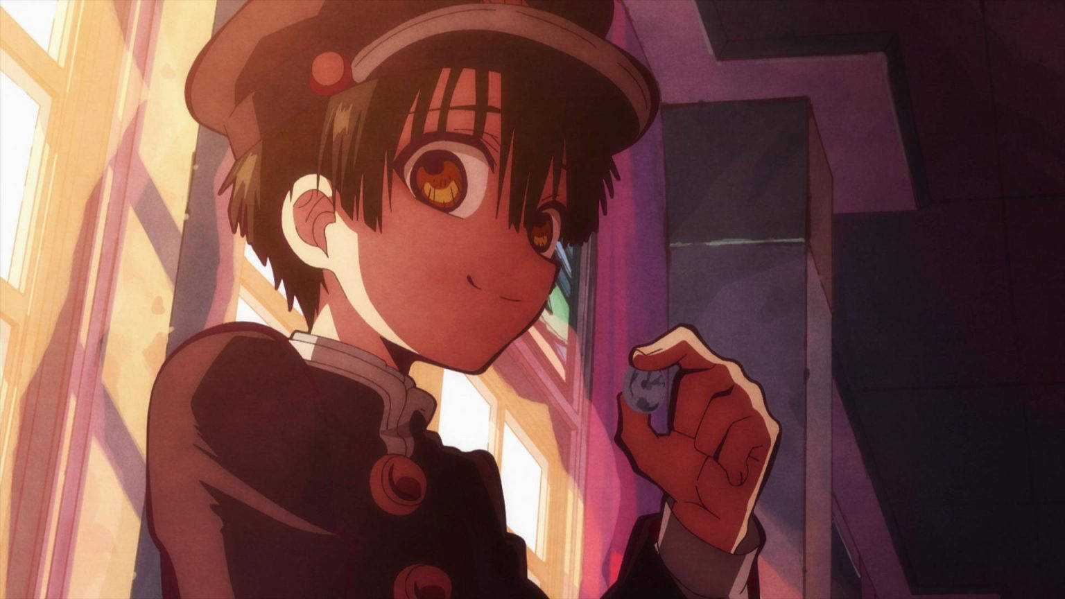 Hanako Kun, cap and uniform, glowing orb, HD Desktop Wallpaper