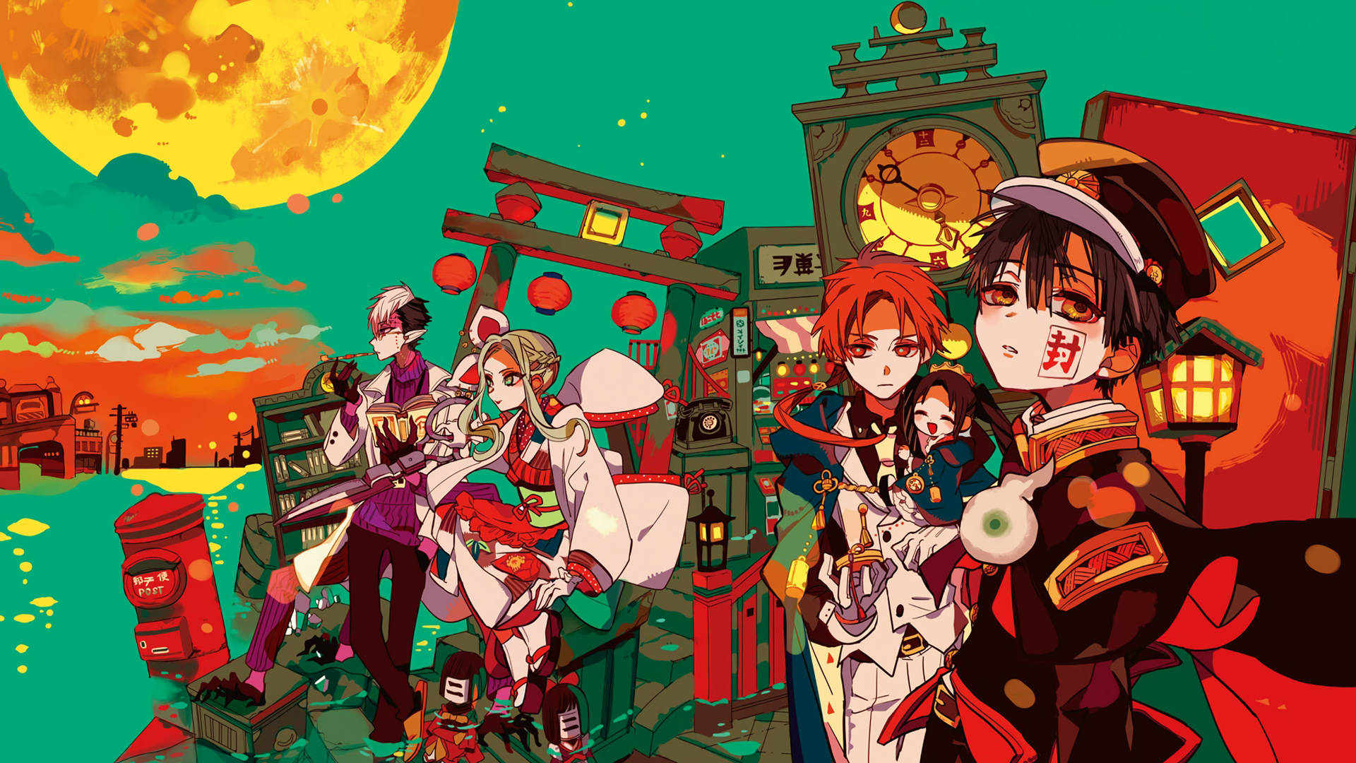 Hanako Kun, vivid, traditional Japanese attire, Full HD Desktop Wallpaper