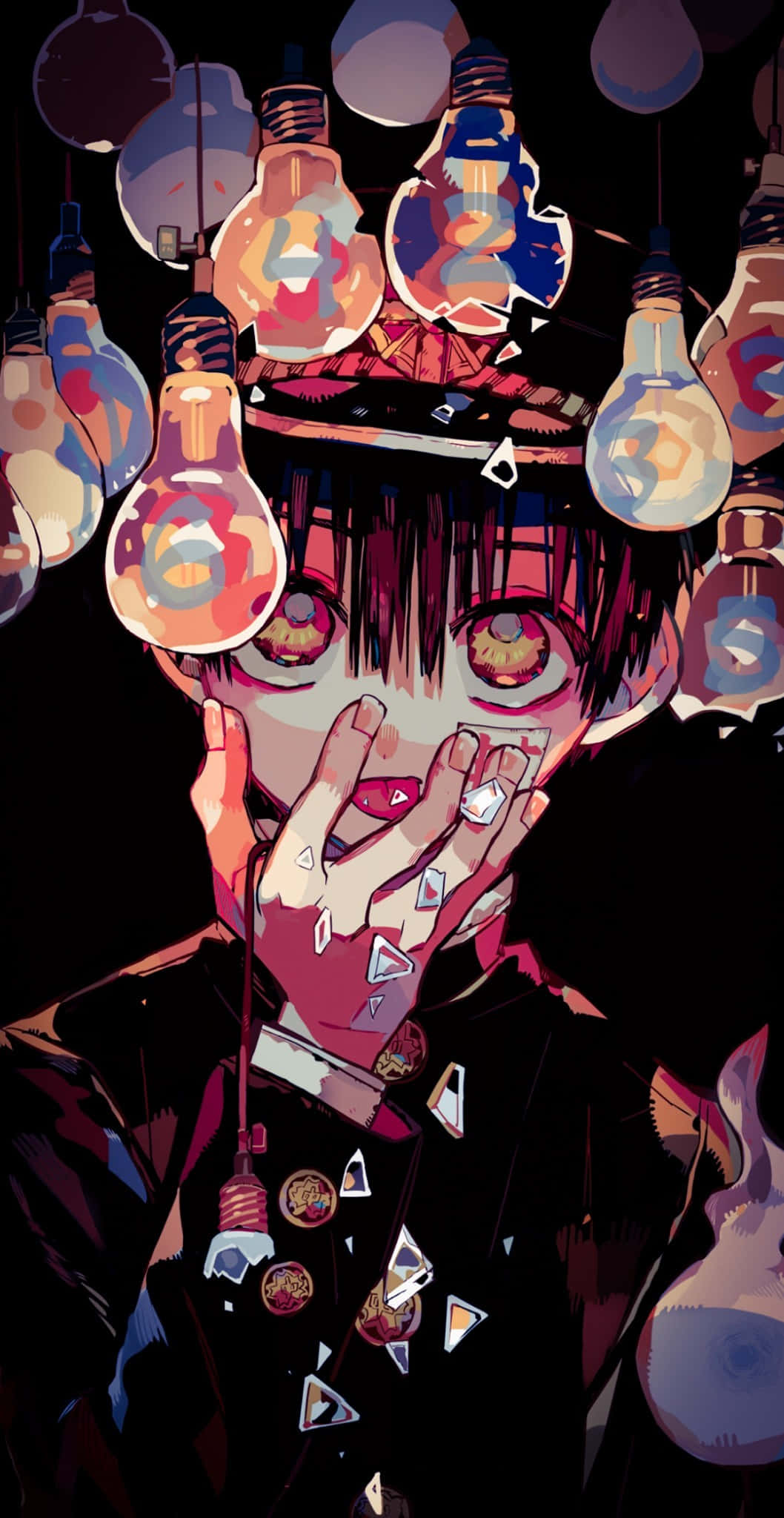 Hanako Kun, glowing eyes, broken lightbulbs, Full HD Phone Wallpaper
