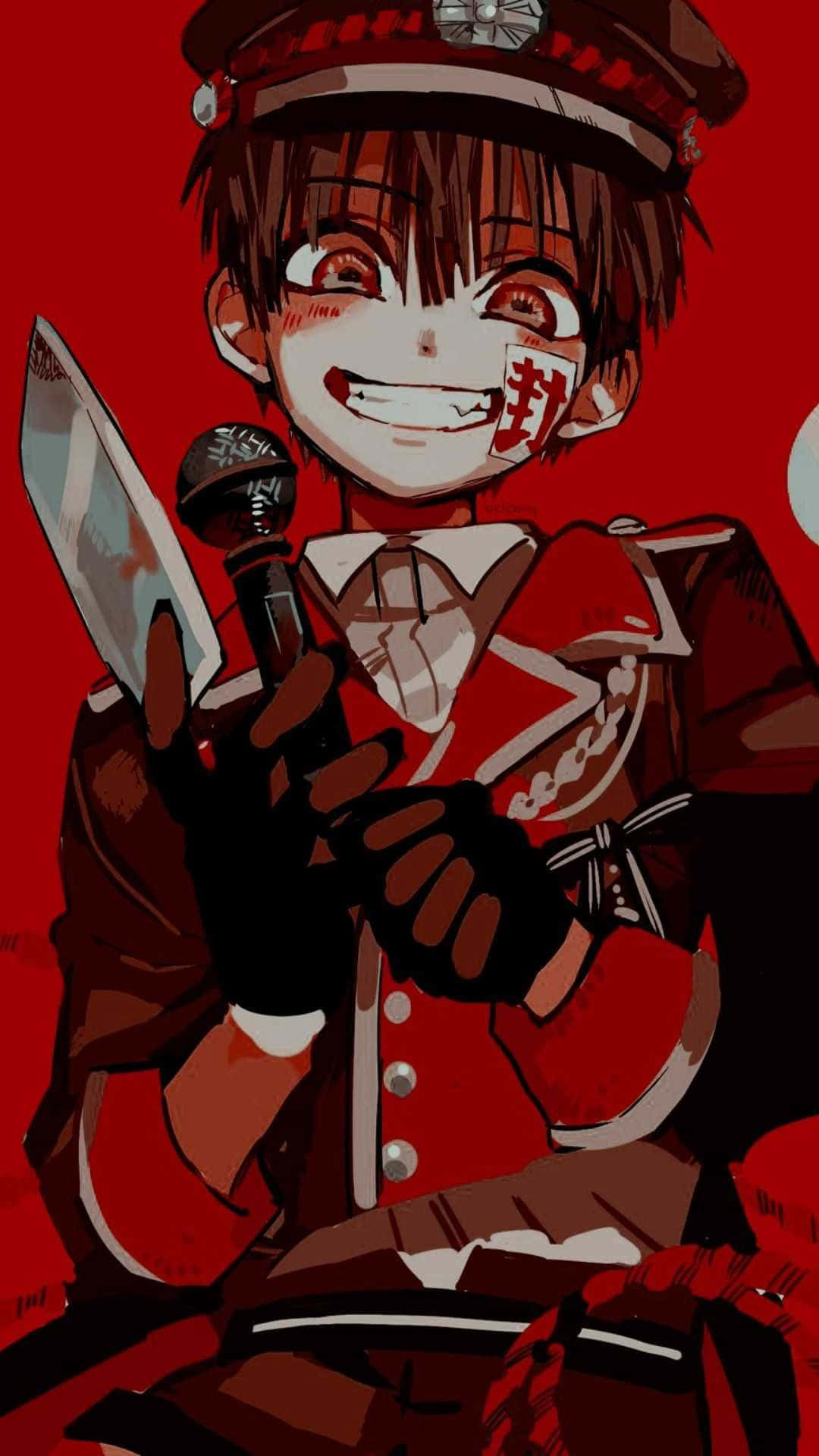 Hanako Kun, red uniform, knife, Full HD Phone Wallpaper