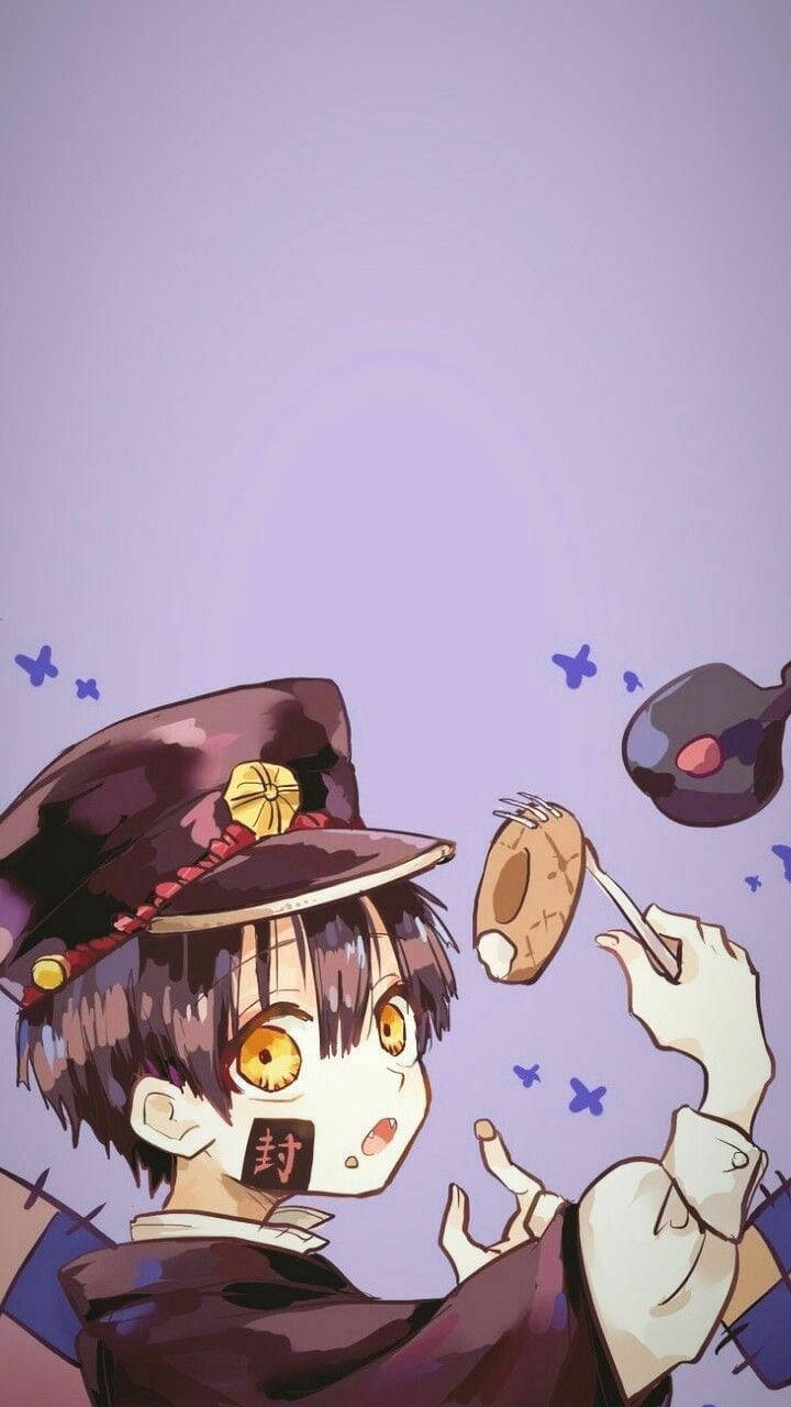 Hanako-Kun, purple hat, golden eyes, HD Phone Wallpaper