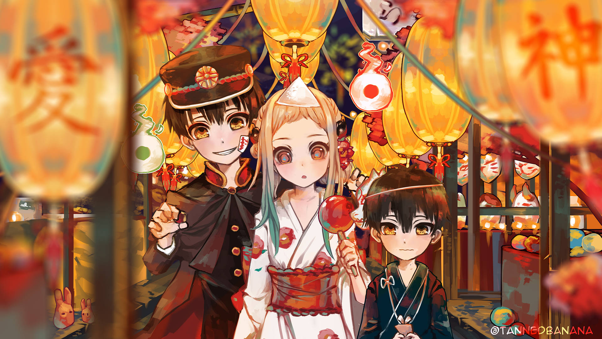 Hanako Kun, Oriental Theme, traditional Japanese attire, Full HD Desktop Wallpaper