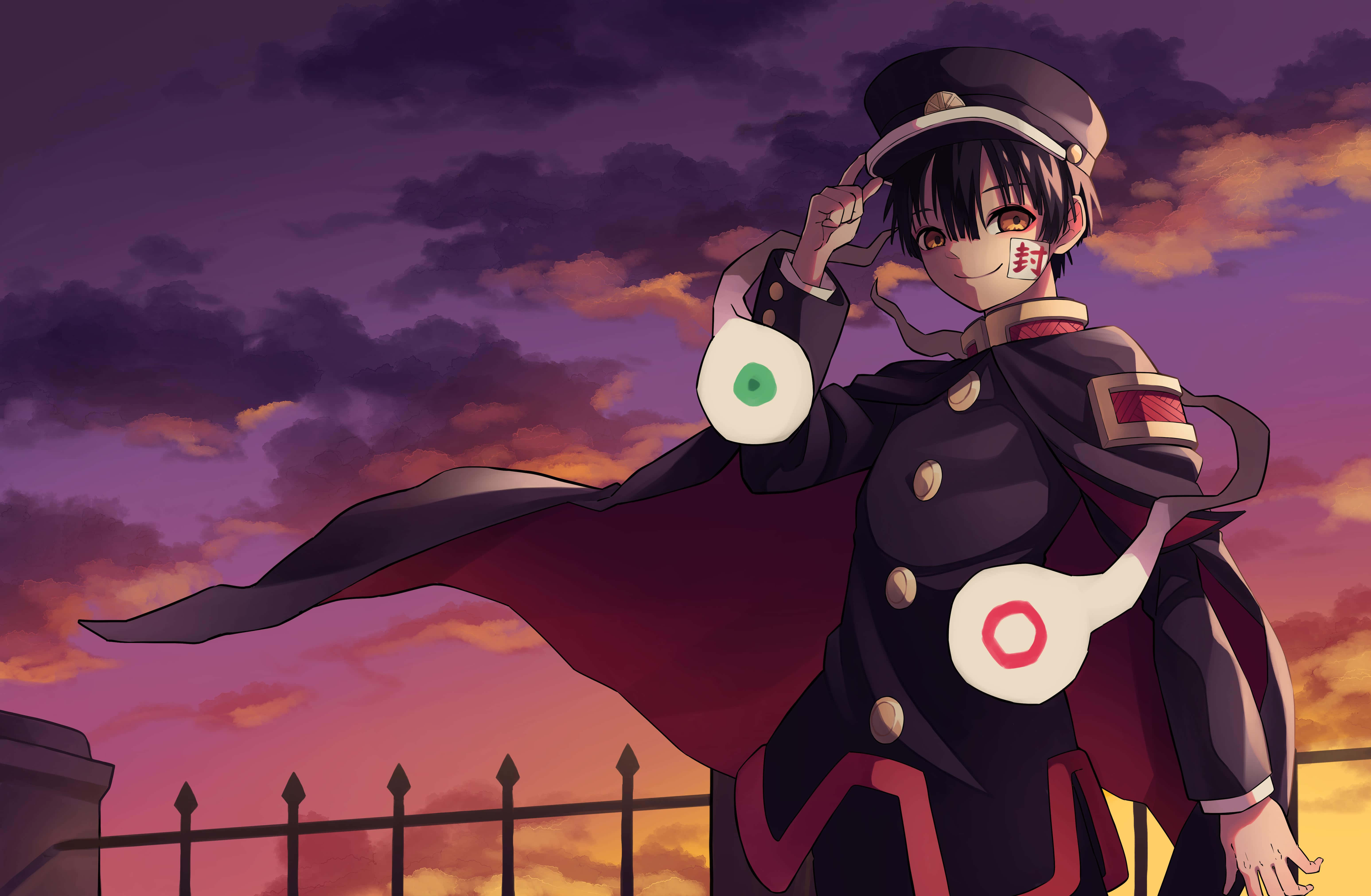 Hanako Kun, sunset, red cape, 5K Desktop Wallpaper