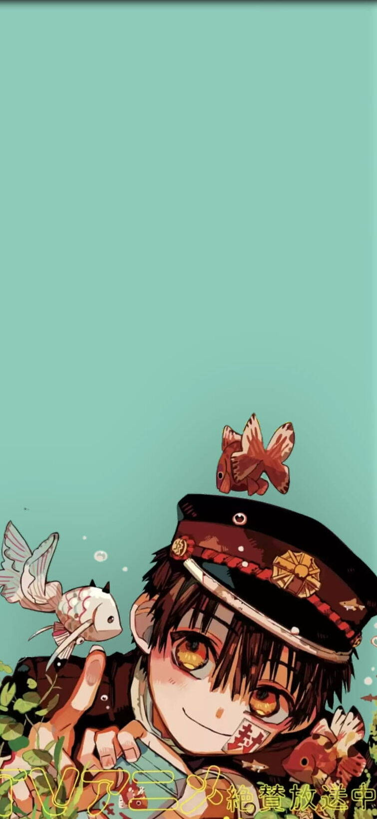 Hanako-Kun, sailor hat, teal background, HD Phone Wallpaper