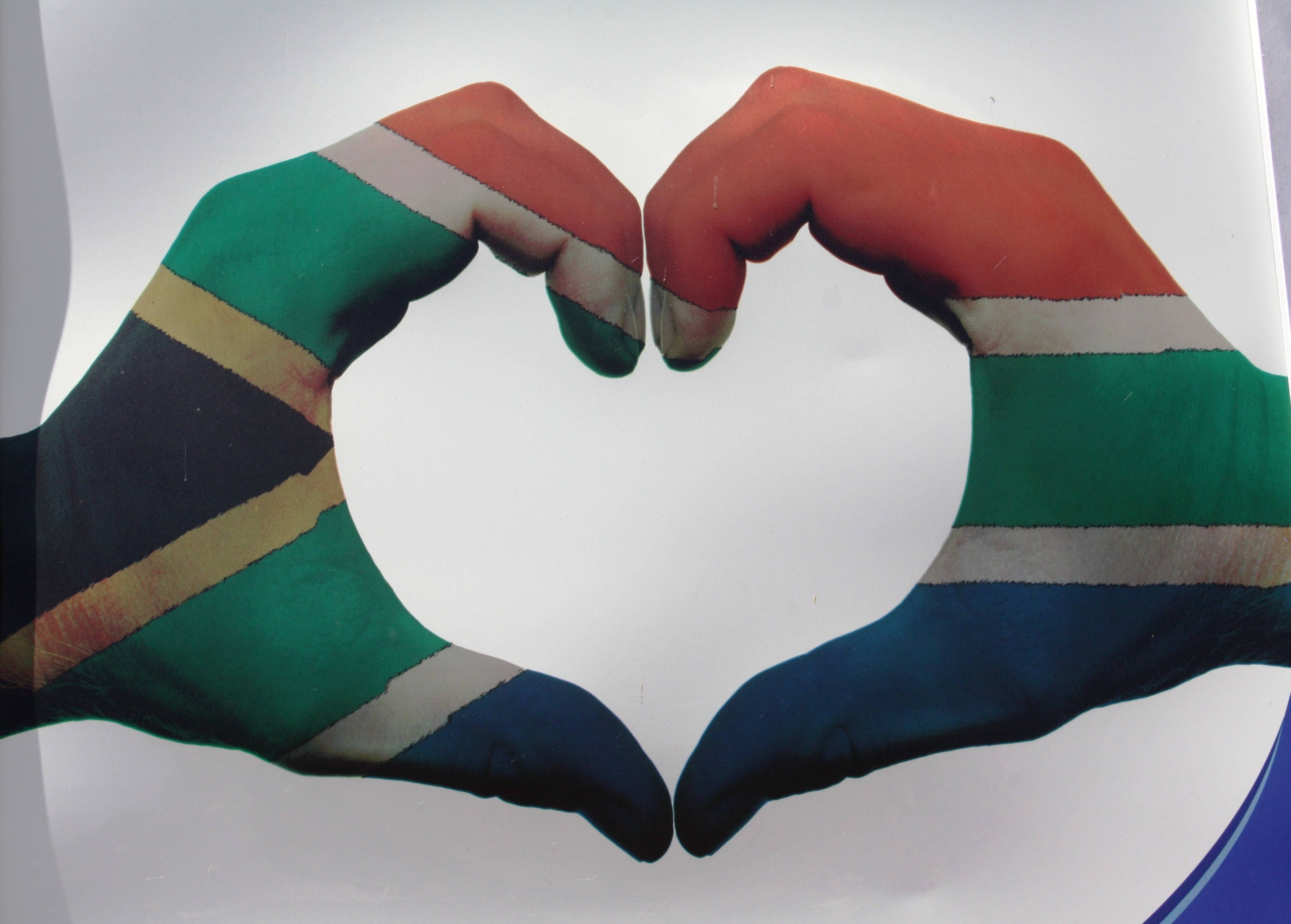 Hand Heart, South African flag colors, heart shape, 2K Desktop Wallpaper