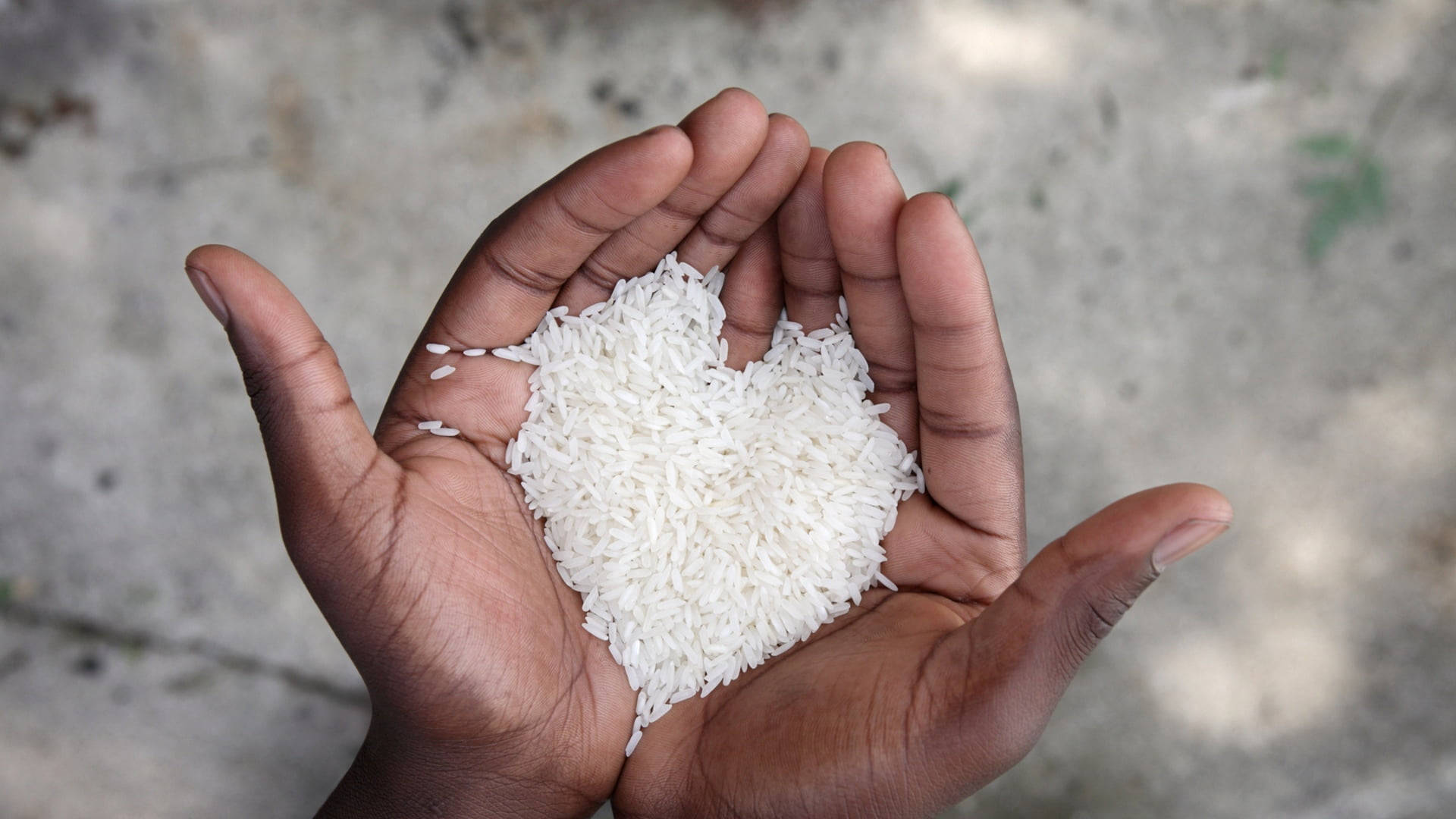 Hand Heart, heart-shaped pile of white rice, dark hands, Full HD Desktop Wallpaper