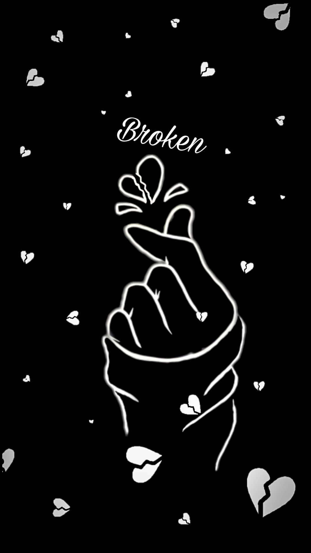 Hand Broken Heart PFP, glowing white hand, black background, Full HD Phone Wallpaper