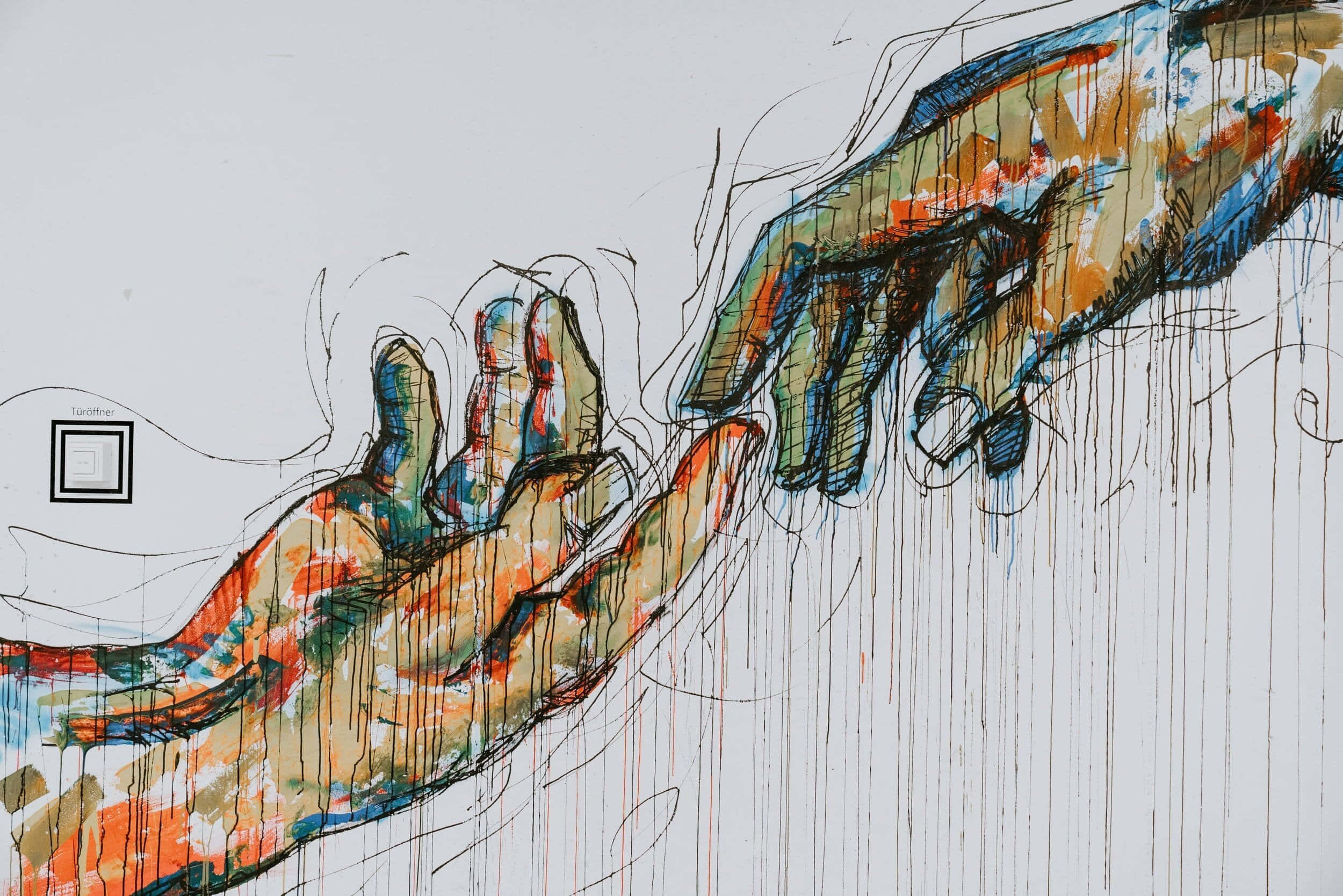 Brief Relationship, stylized hands, vibrant paint strokes, Full HD Desktop Wallpaper