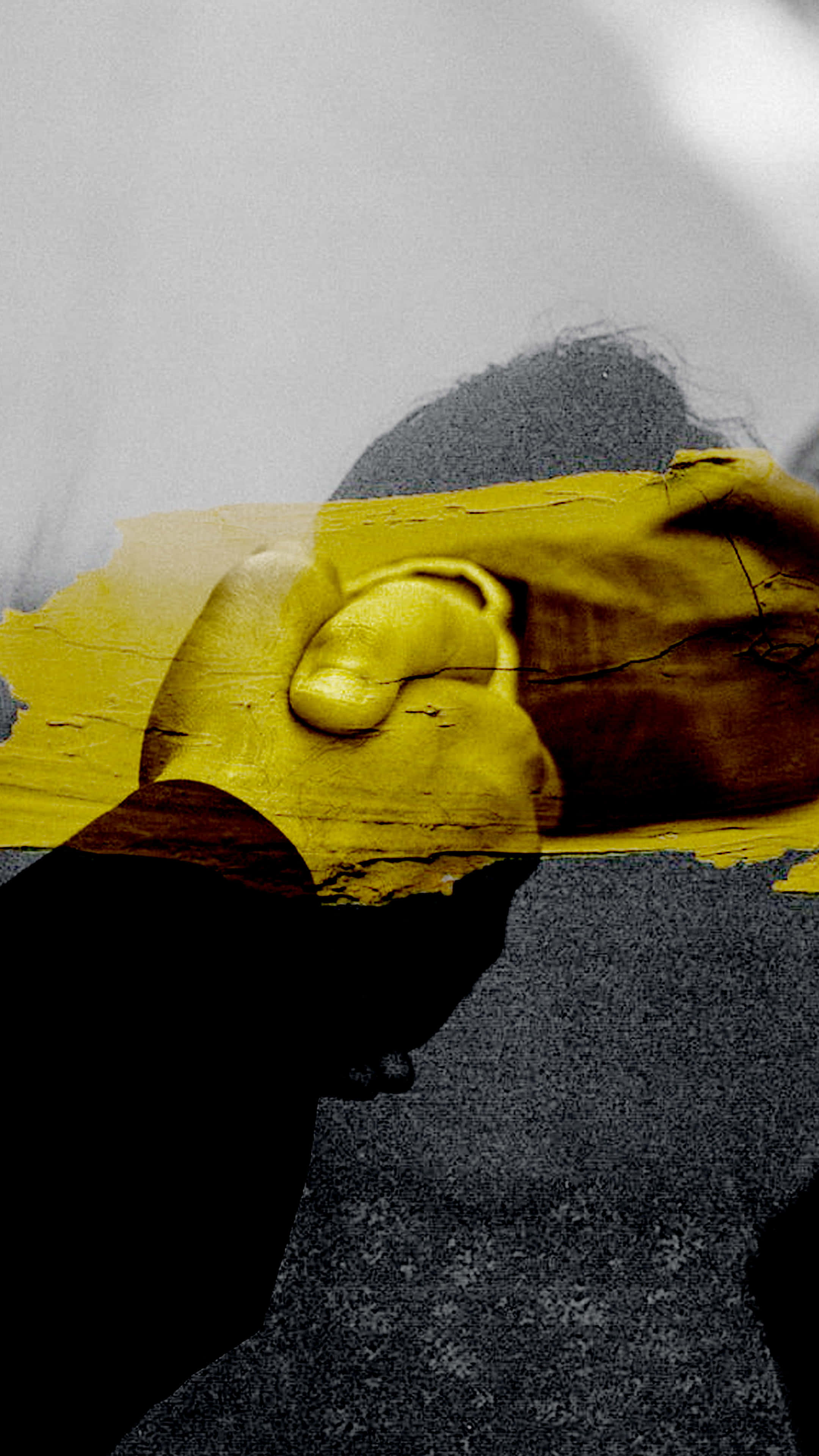 yellow paint strip, cracked paint, monochrome gritty background, 4K Phone Wallpaper