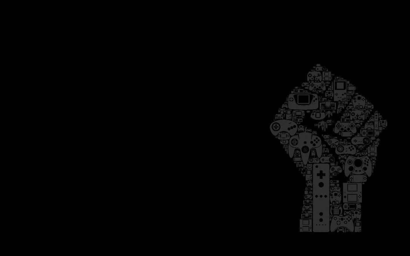 vintage and modern video game controllers, silhouette, raised fist, HD Desktop Wallpaper