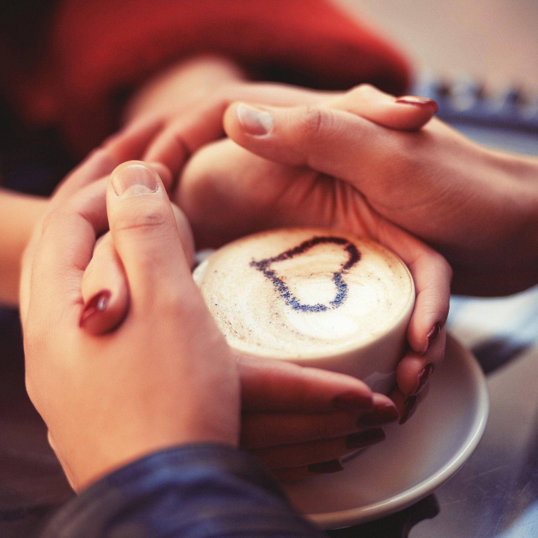 Hand, coffee cup, heart, Full HD Desktop Wallpaper