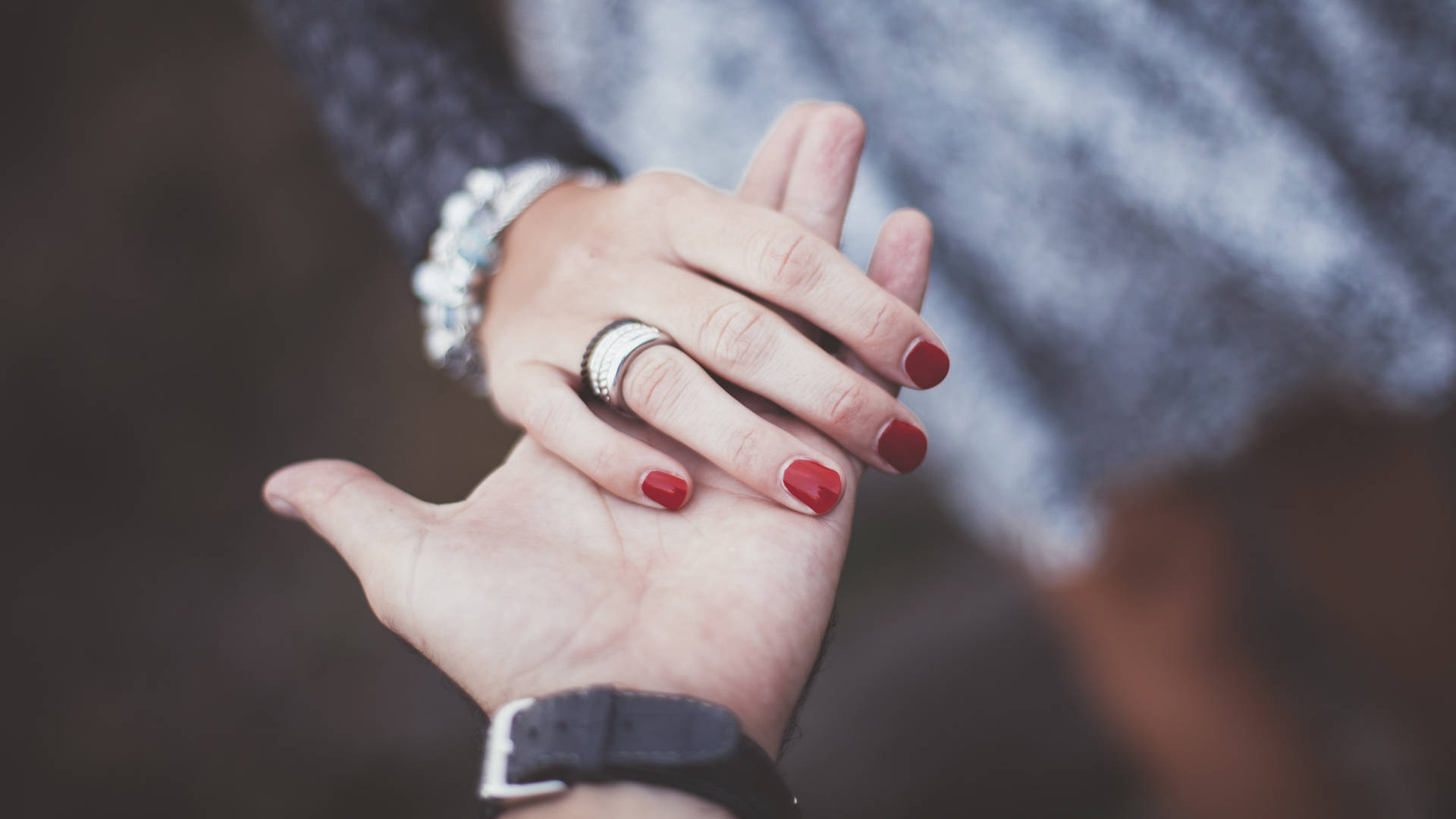 diamond ring, red nail polish, silver ring, Full HD Desktop Wallpaper