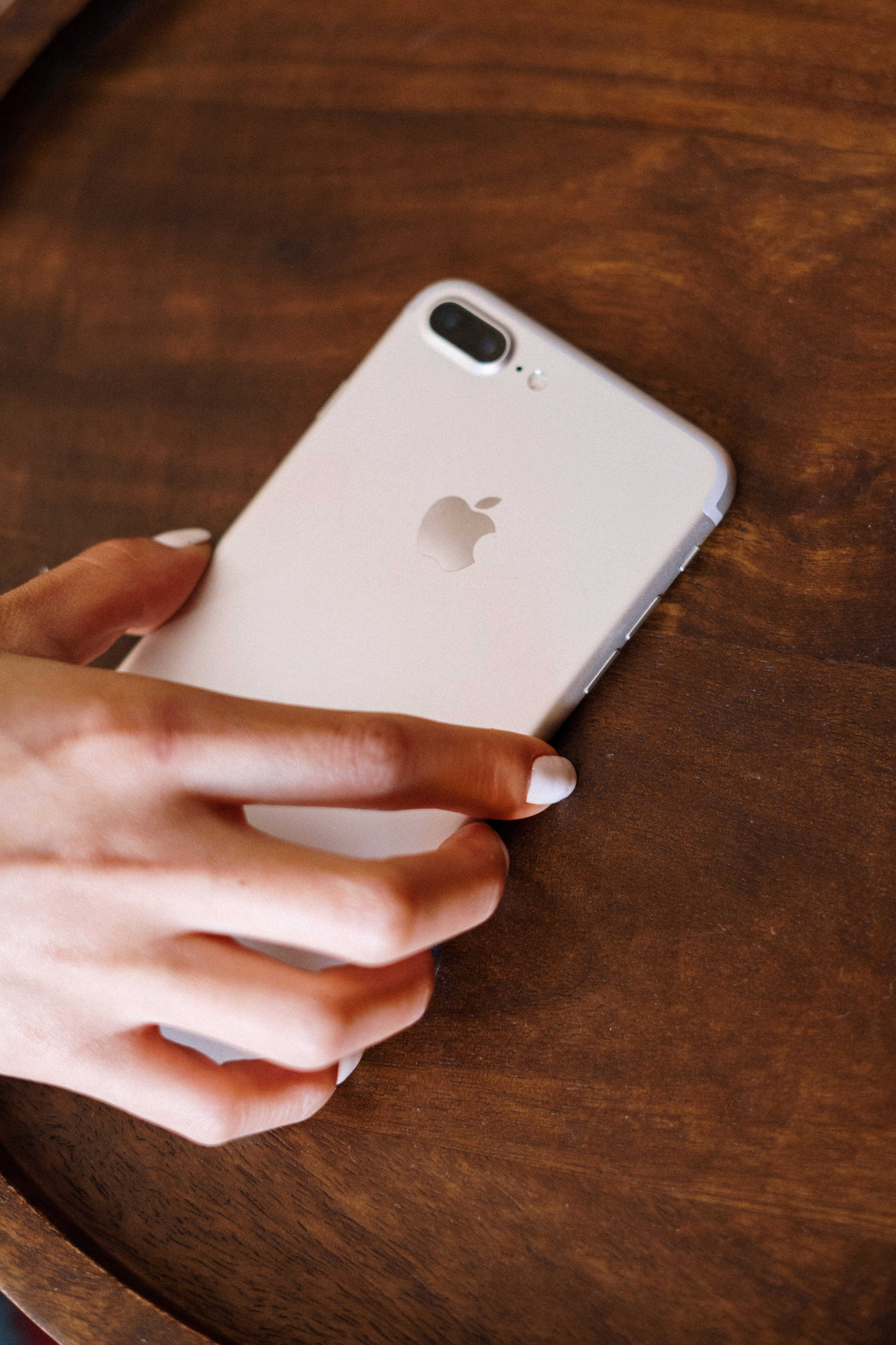 iPhone, white nail polish, silver iPhone, 4K Phone Wallpaper