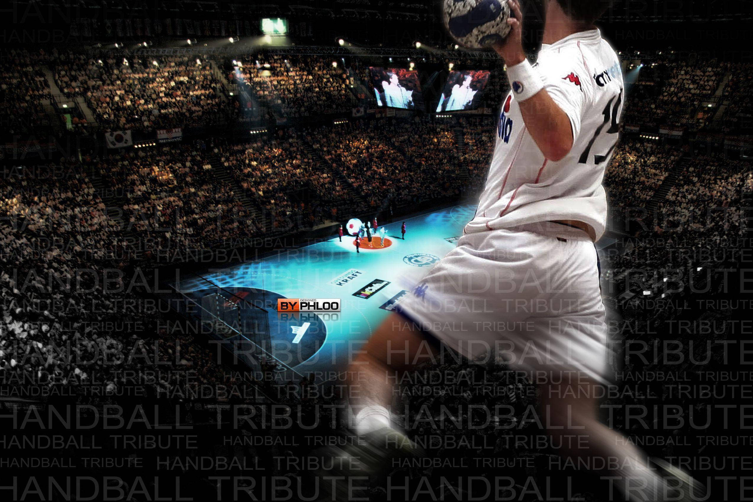 handball player, white jersey, packed arena, Full HD Desktop Wallpaper