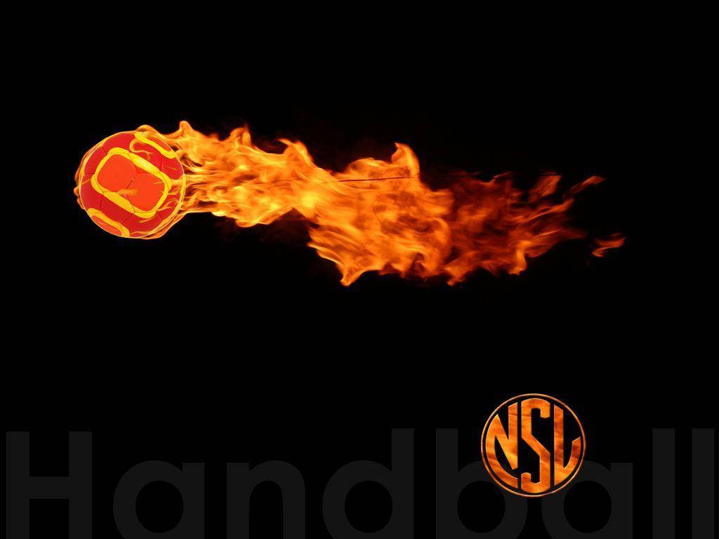 flaming orange handball, black background, fiery trail, SD Desktop Wallpaper