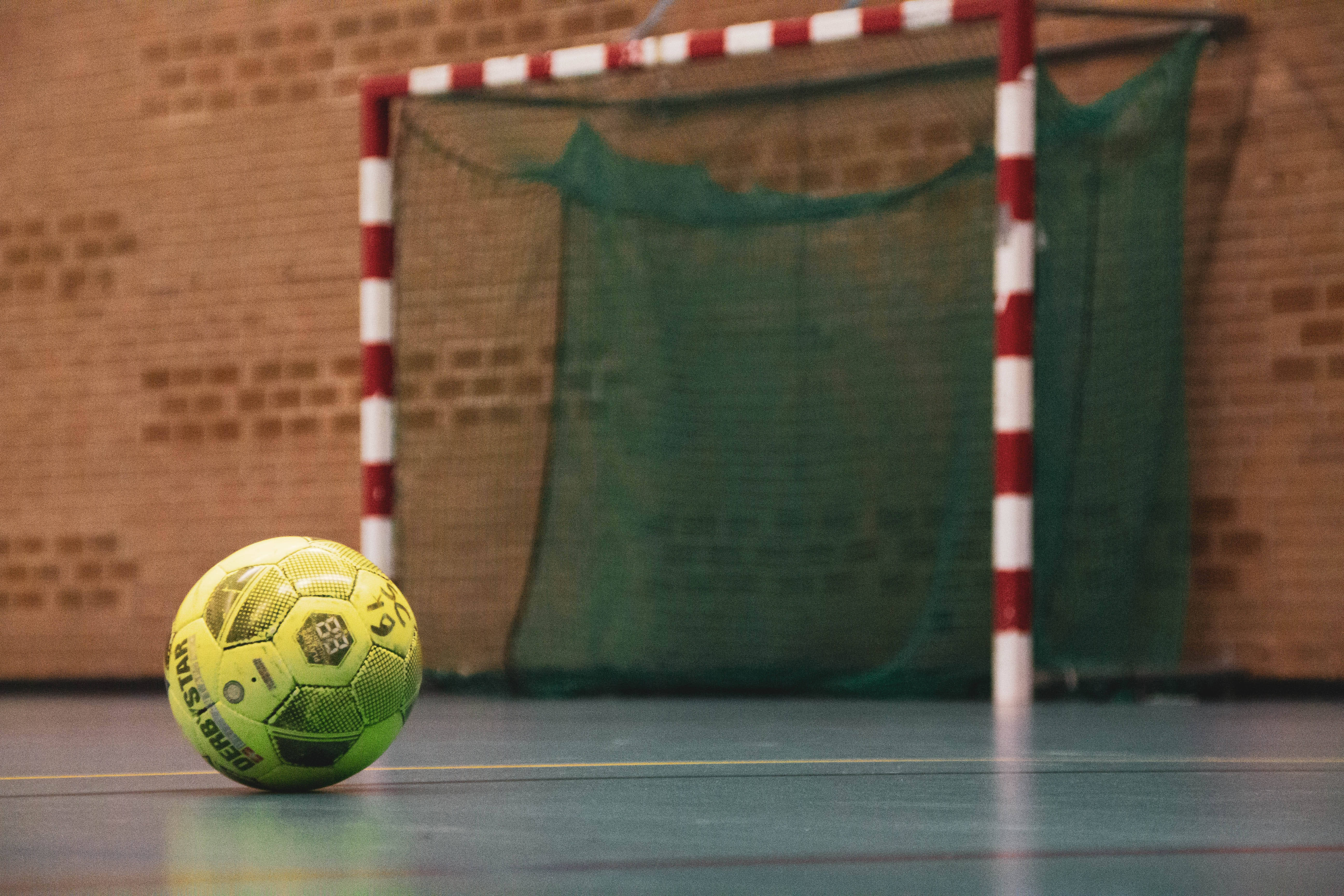 handball, yellow handball, gym floor, 5K Desktop Wallpaper