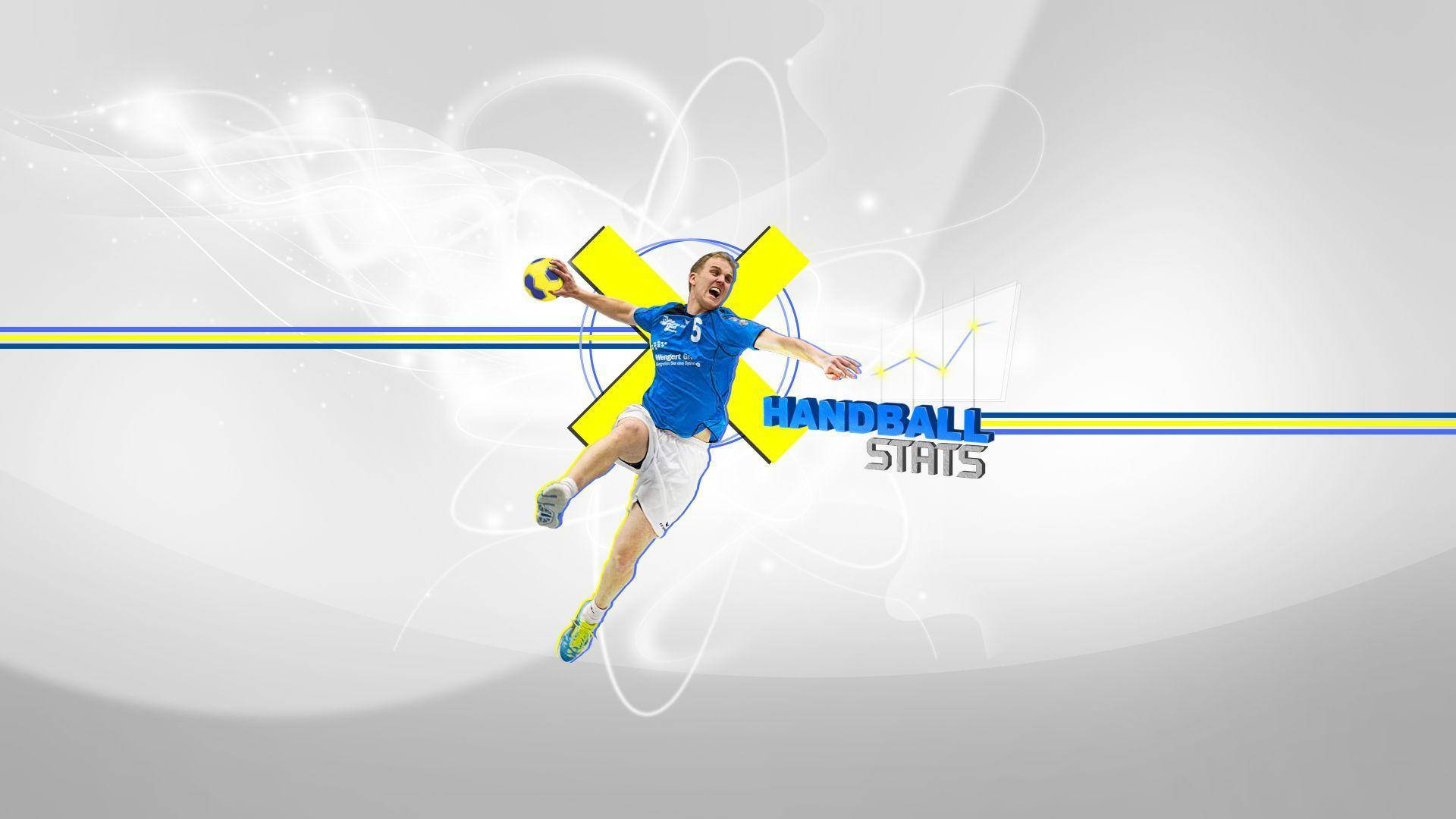 Handball Player Art, blue jersey, glowing motion lines, Full HD Desktop Wallpaper