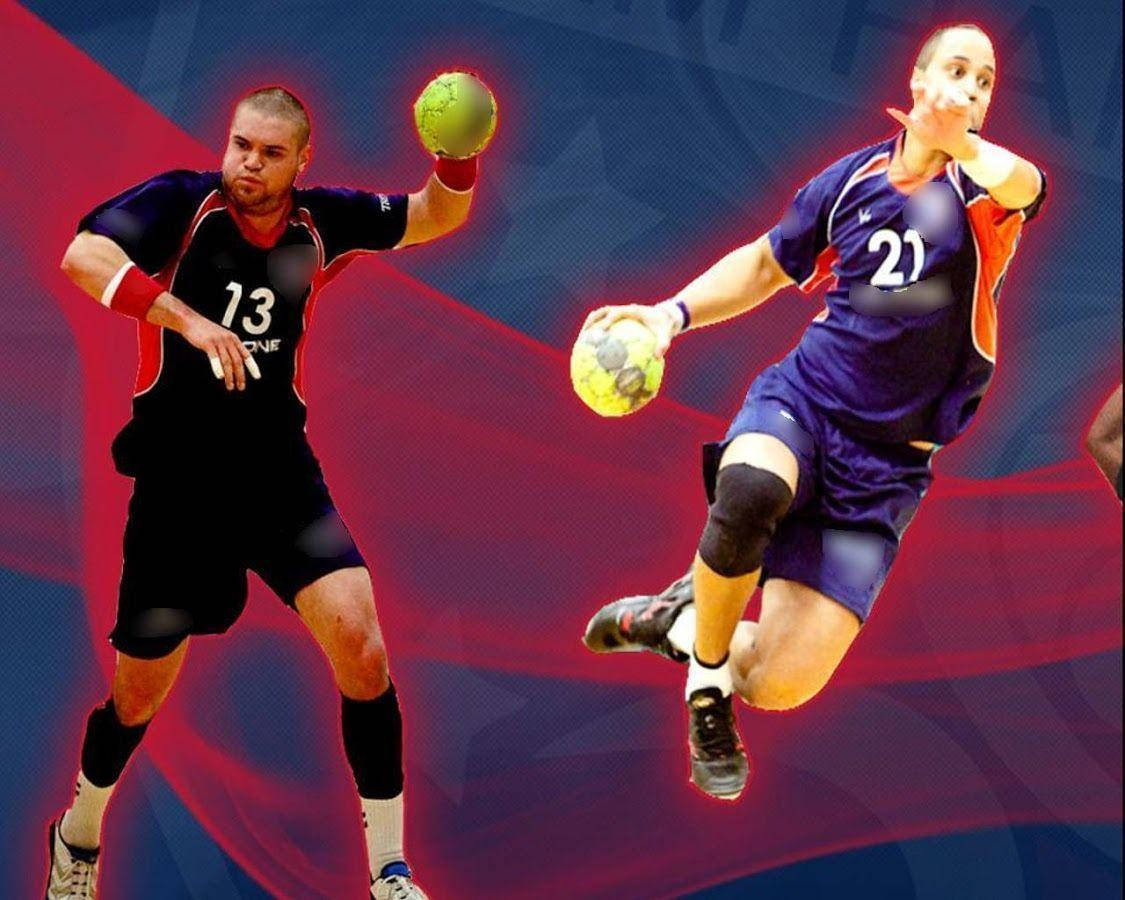 handball, male handball players, jumping to shoot the ball, SD Desktop Wallpaper