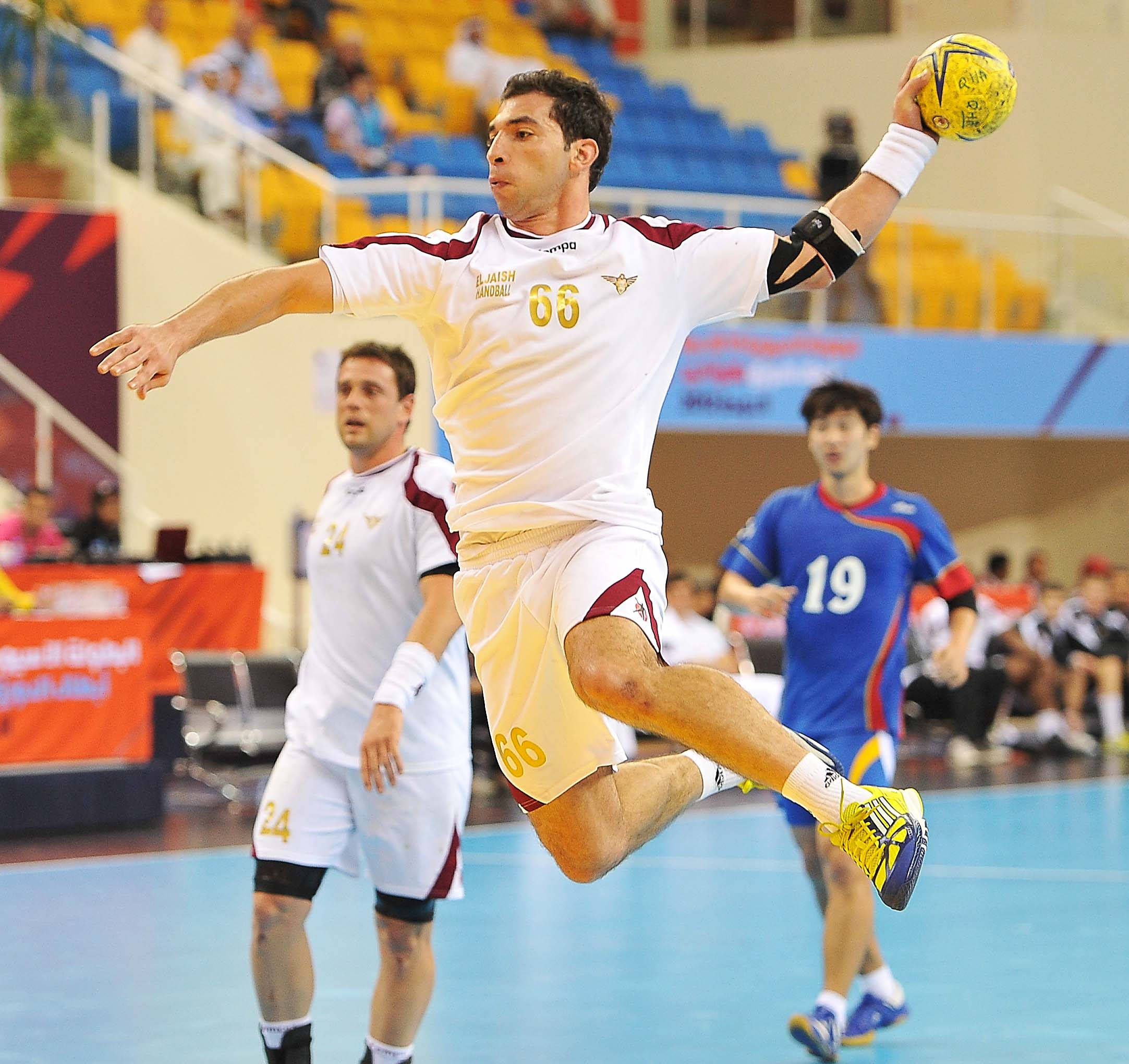 handball player, white jersey, number 66, Full HD Desktop Wallpaper