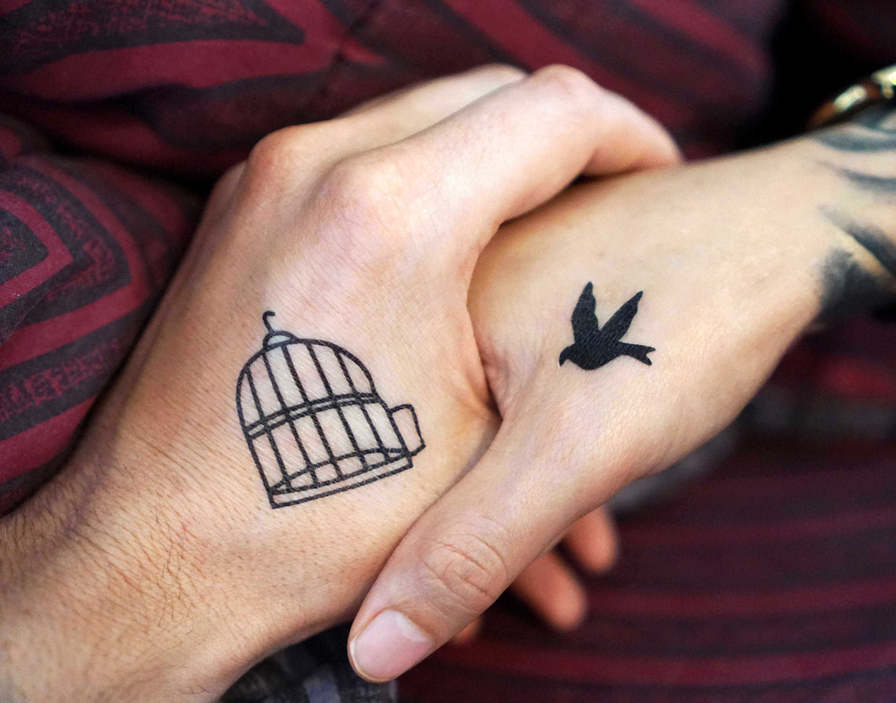 birdcage, flying bird, tattoos, 2K Desktop Wallpaper