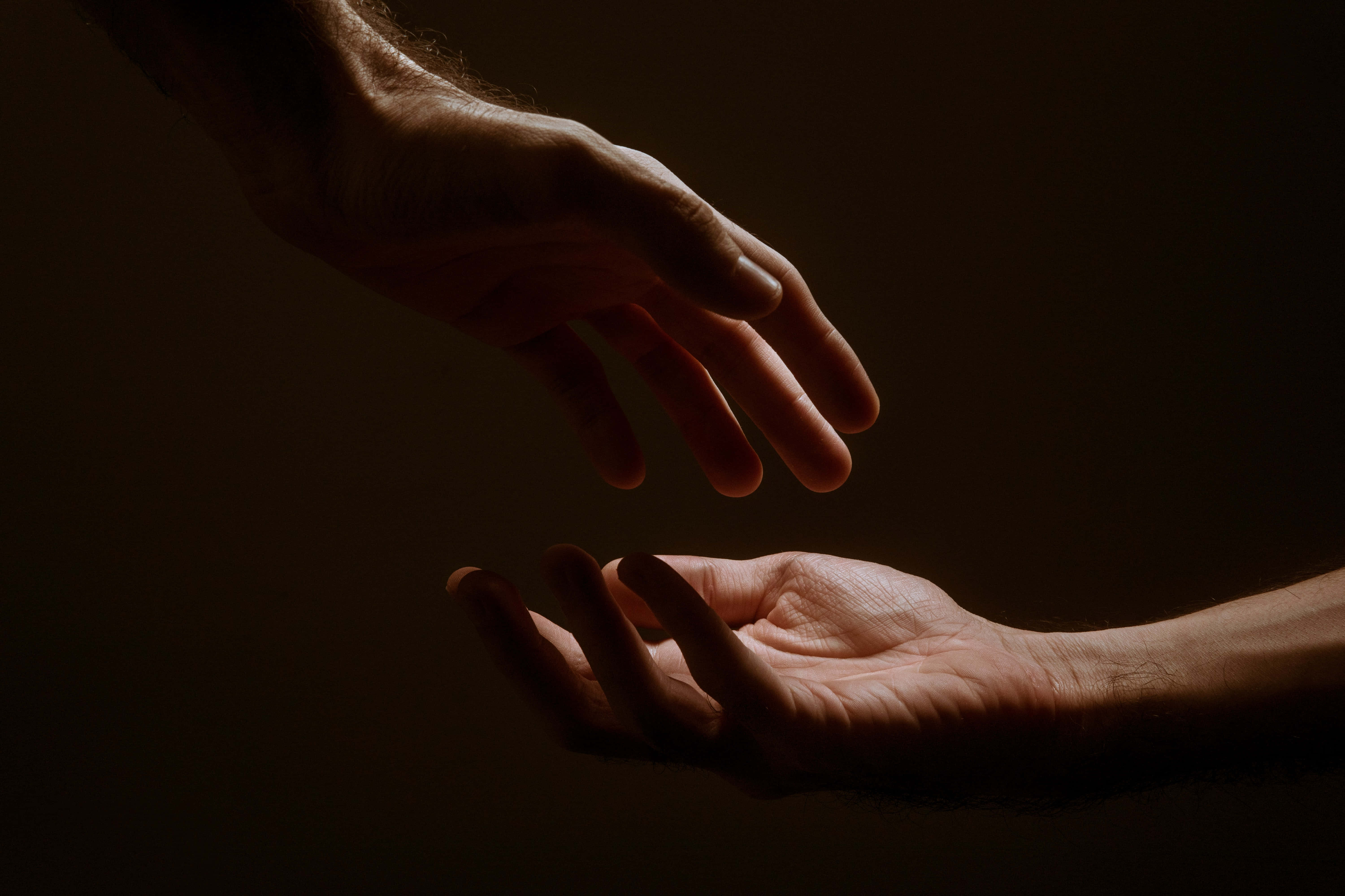 Gesture of Compassion and Care, dimly lit space, dramatic lighting, 5K Desktop Wallpaper