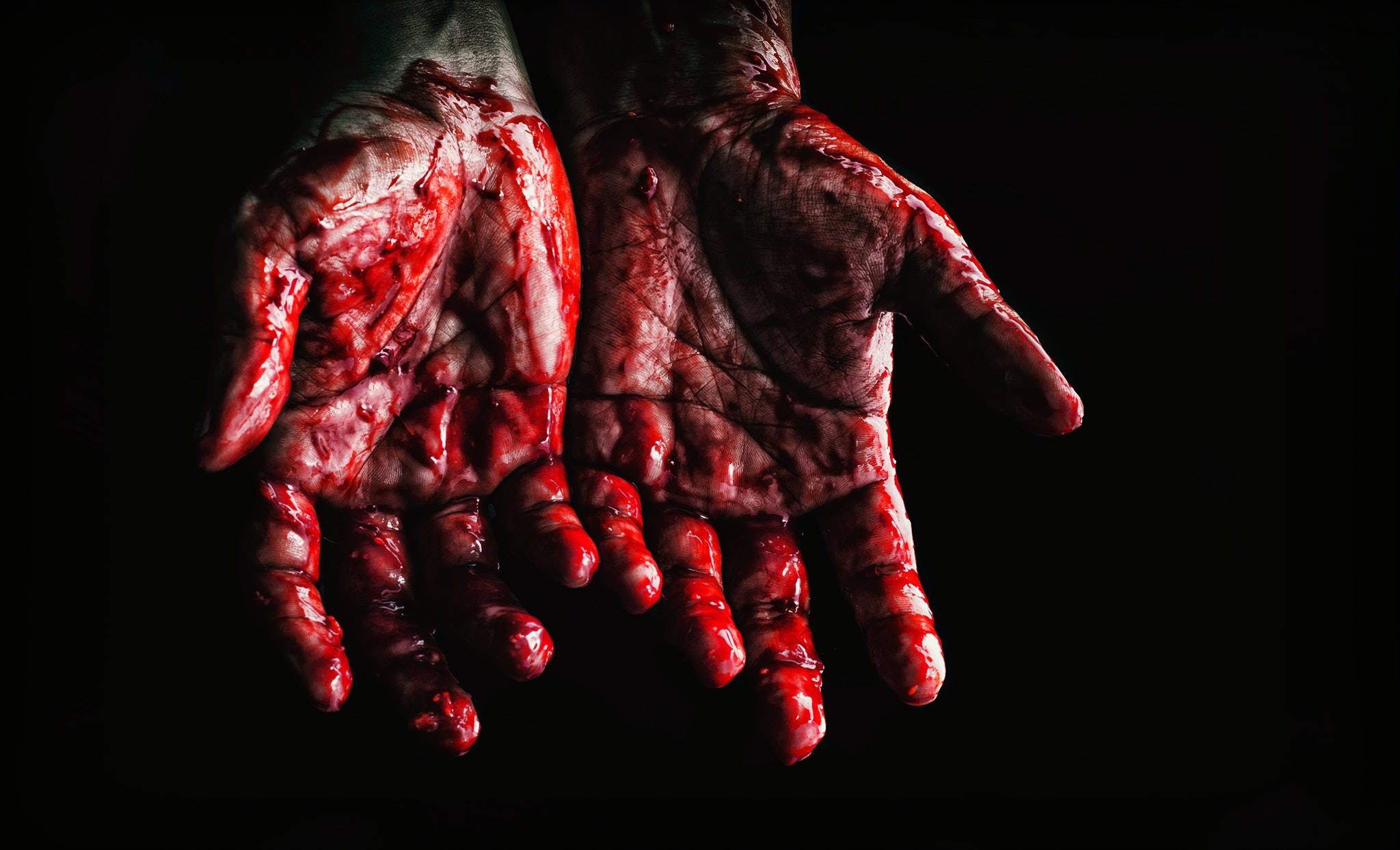 bloody hands, gory wounds, smeared red blood, Full HD Desktop Wallpaper