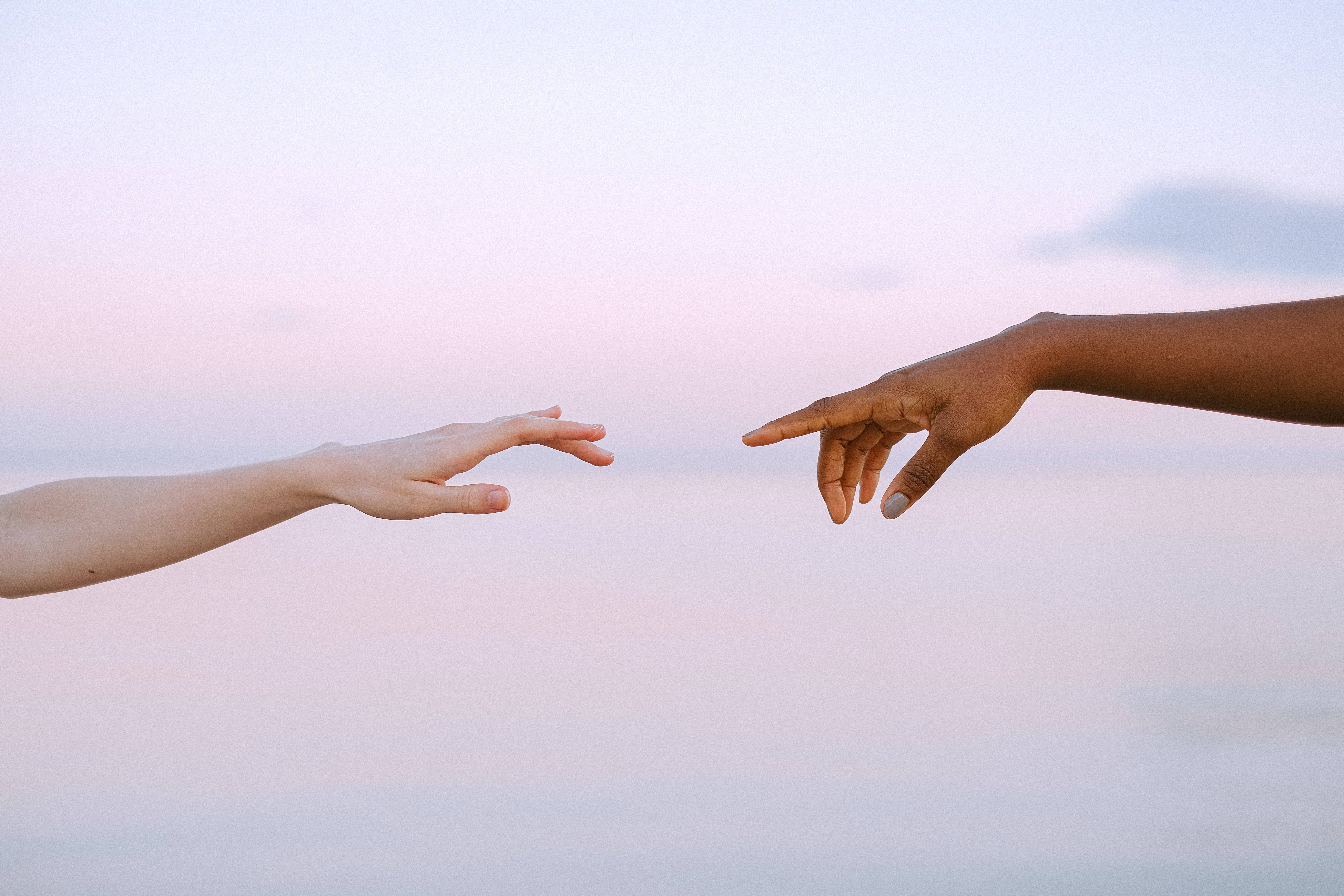 hands, purple sky, pink and blue twilight sky, 5K Desktop Wallpaper