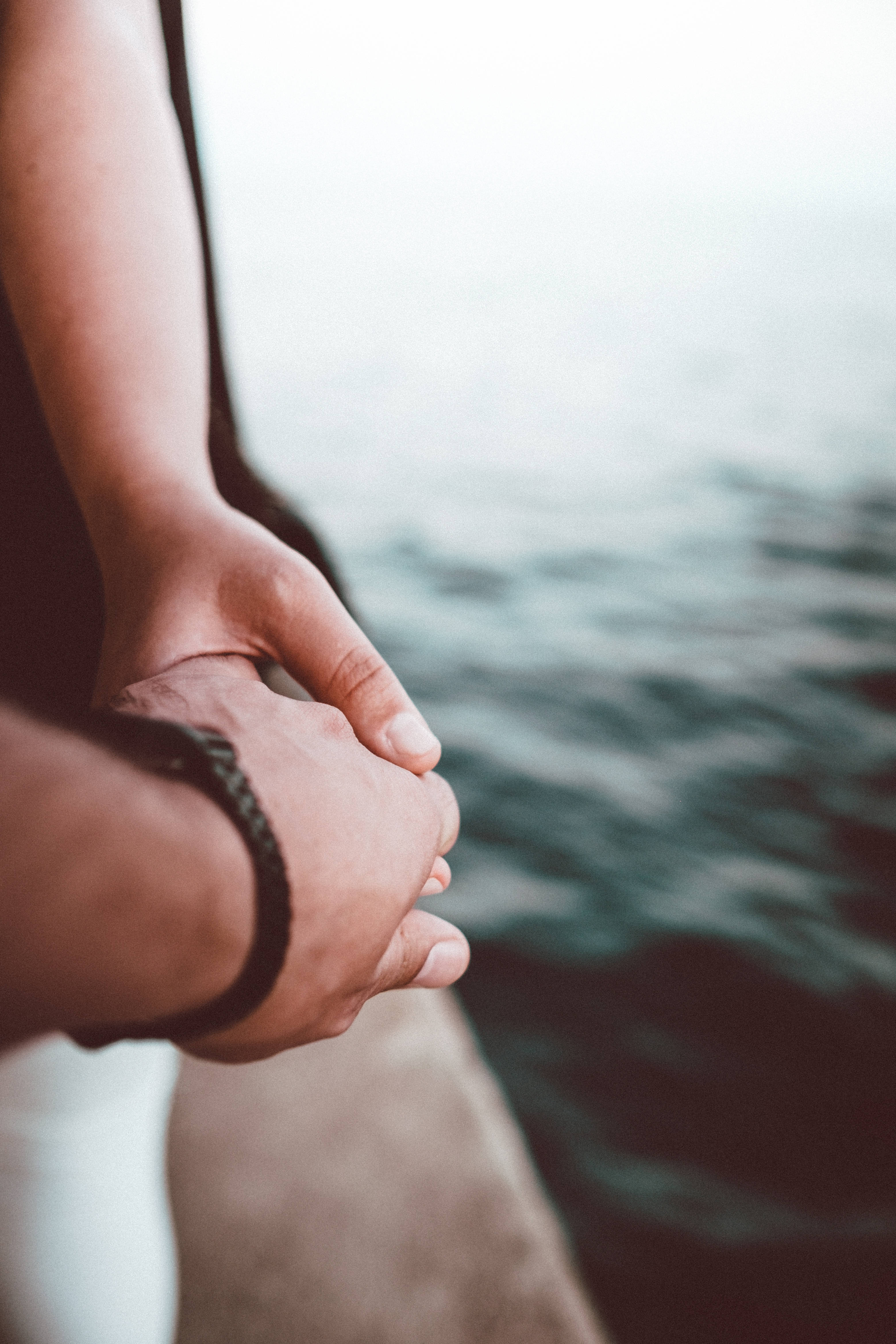 hands, dock, calm water, 4K Phone Wallpaper