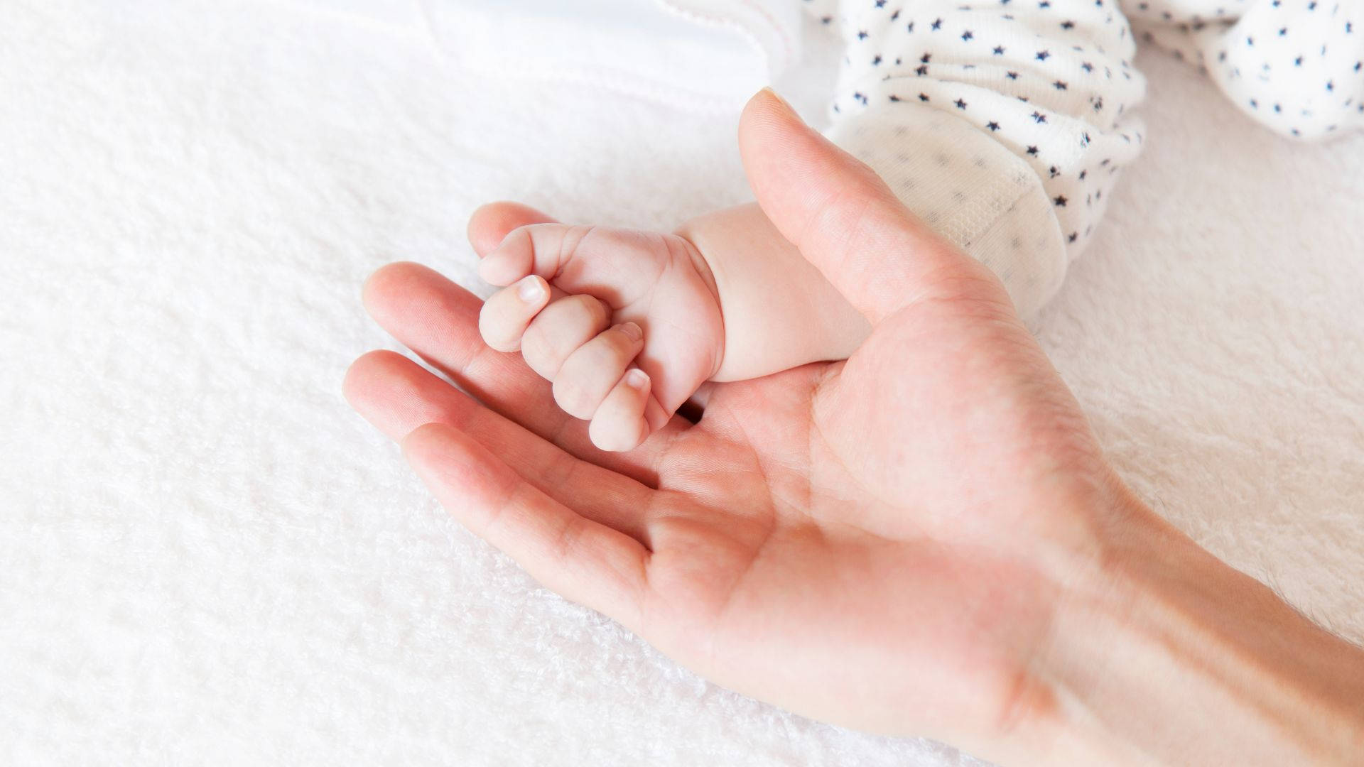 baby hand, adult hand, soft white textured background, Full HD Desktop Wallpaper