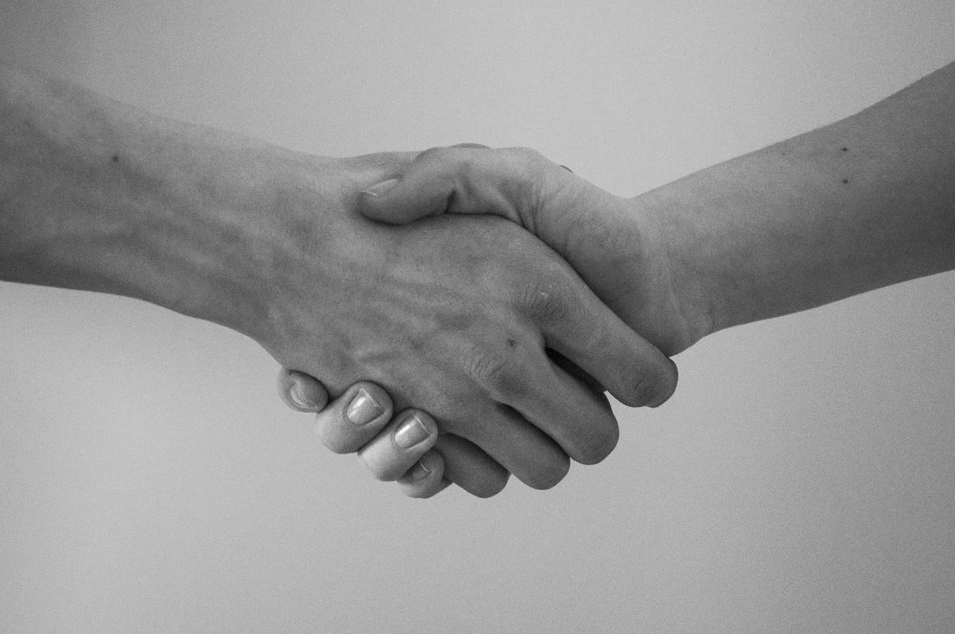 Harmony in Business, reciprocal handshake, monochrome, Full HD Desktop Wallpaper