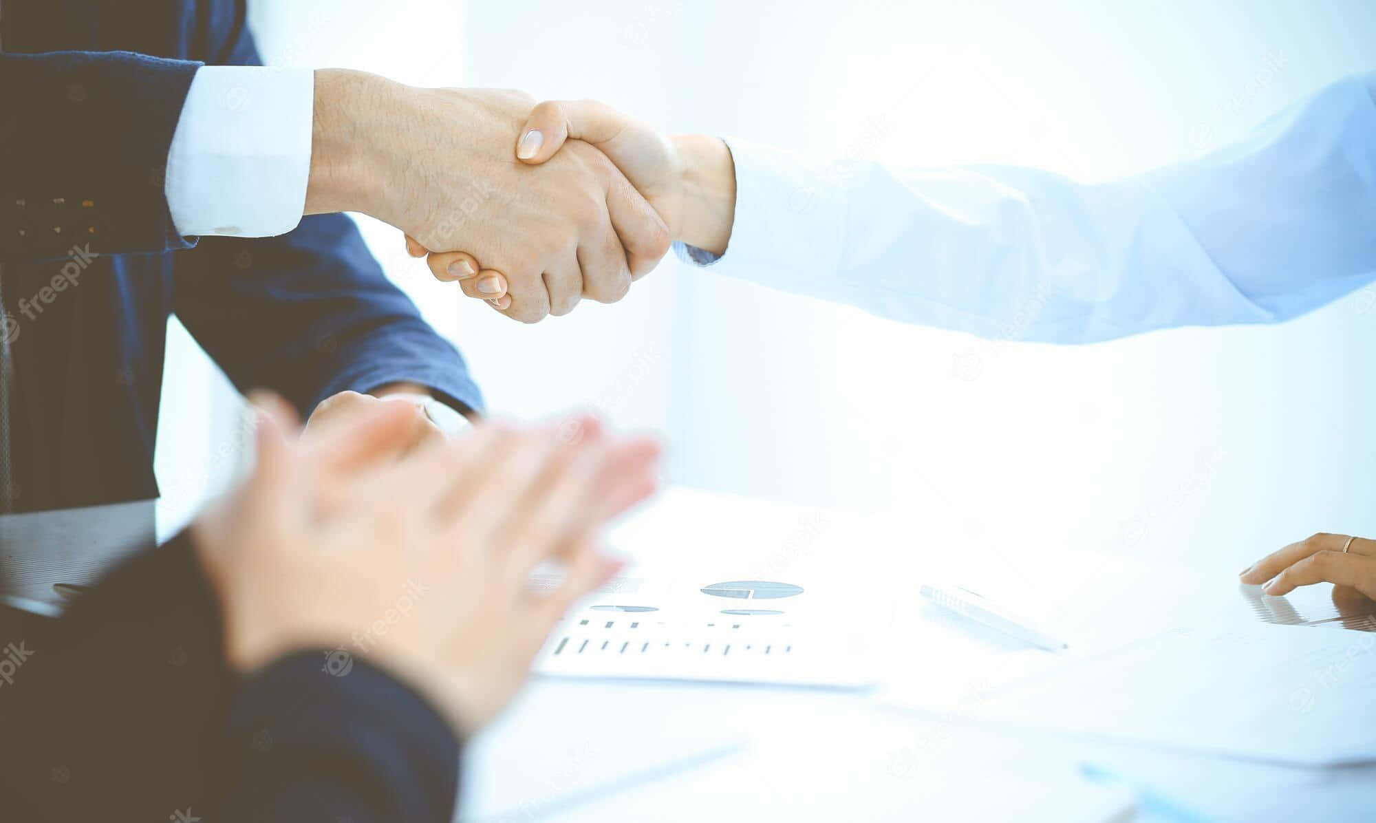 Negotiable Men, handshake, desk, Full HD Desktop Wallpaper