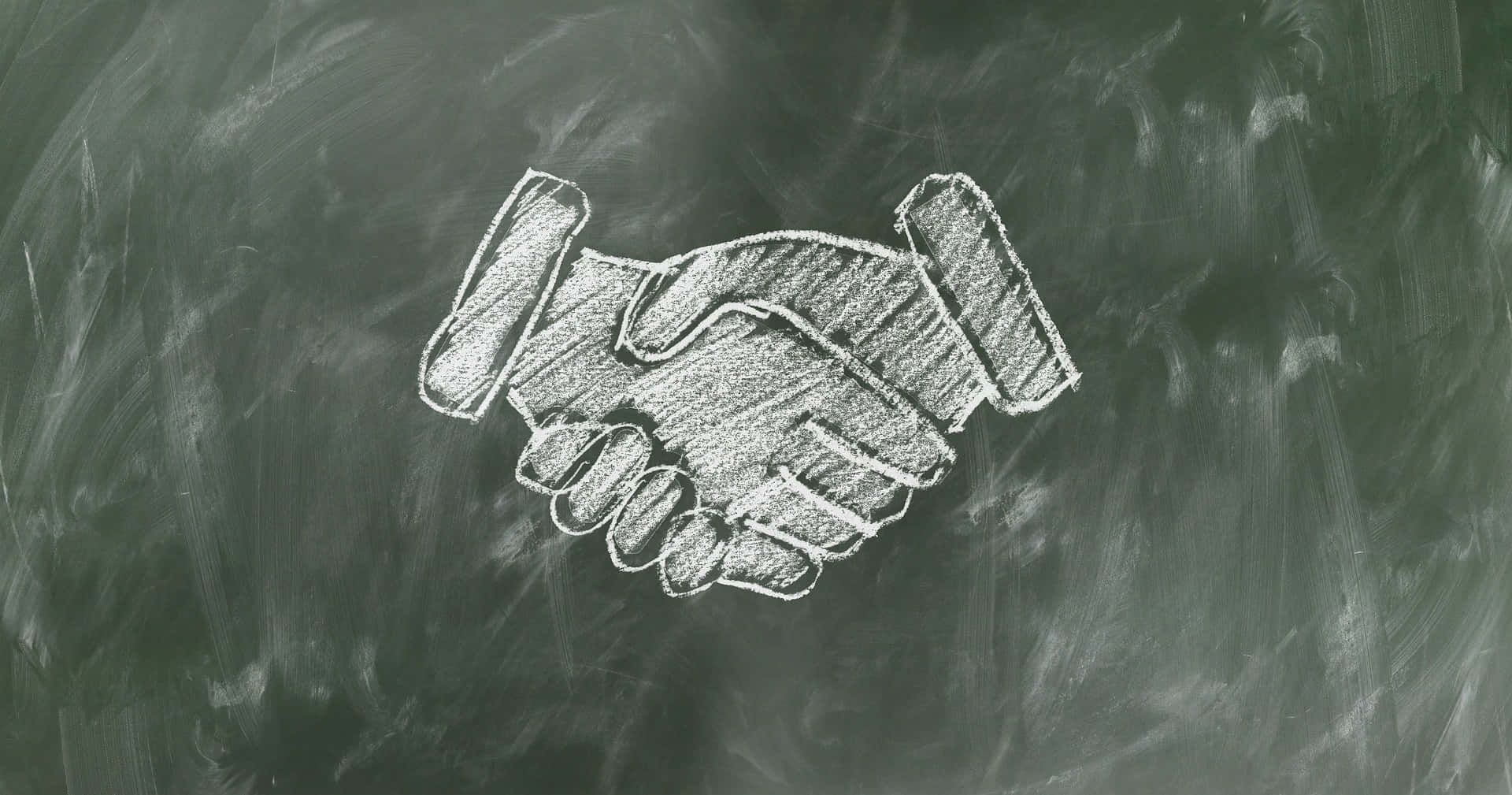 chalkboard, green chalkboard, chalk-drawn handshake, Full HD Desktop Wallpaper