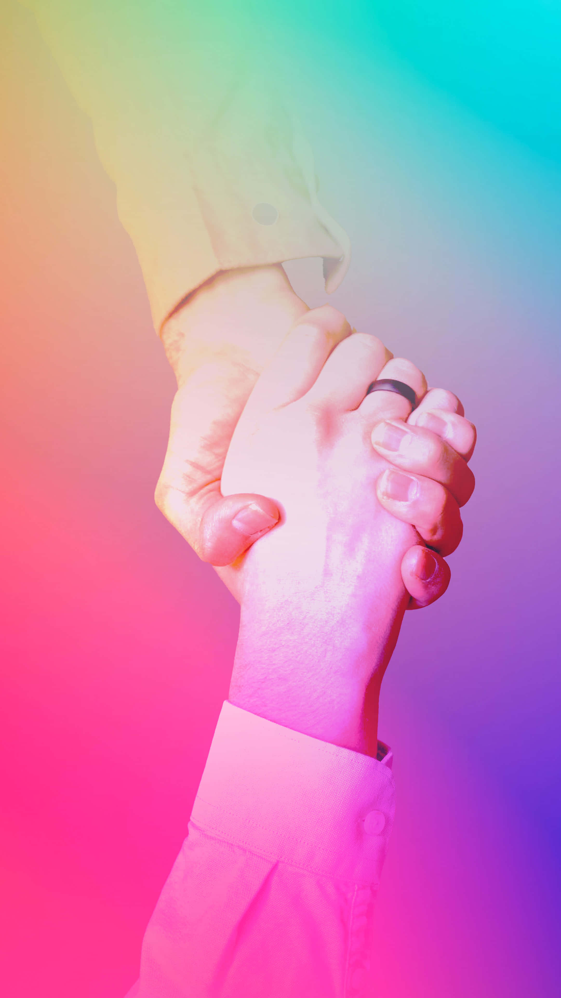 Handshake, colorful gradient, rainbow gradient, 4K Phone Wallpaper
