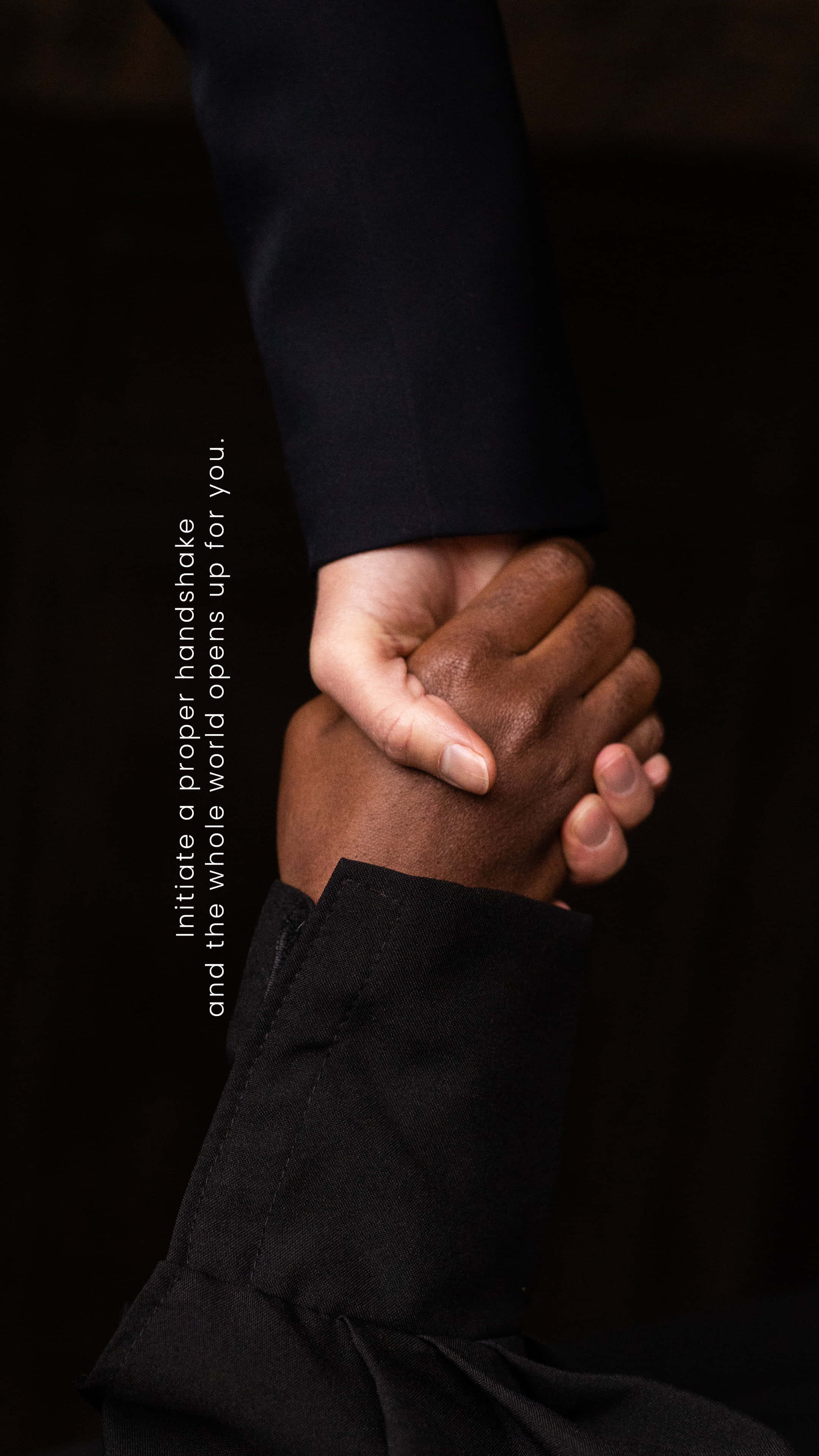 Handshake, black shirts, dark background, 4K Phone Wallpaper