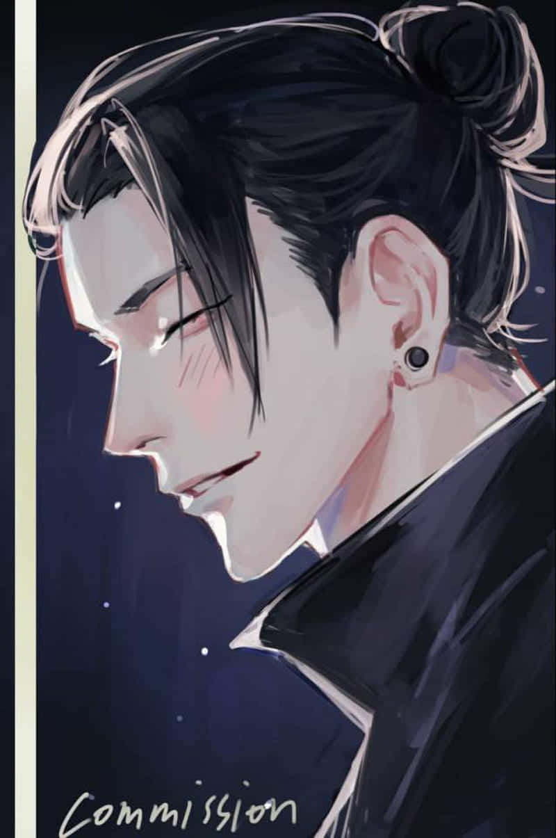 Handsome Discord Anime Pfp, black hair, topknot, SD Phone Wallpaper