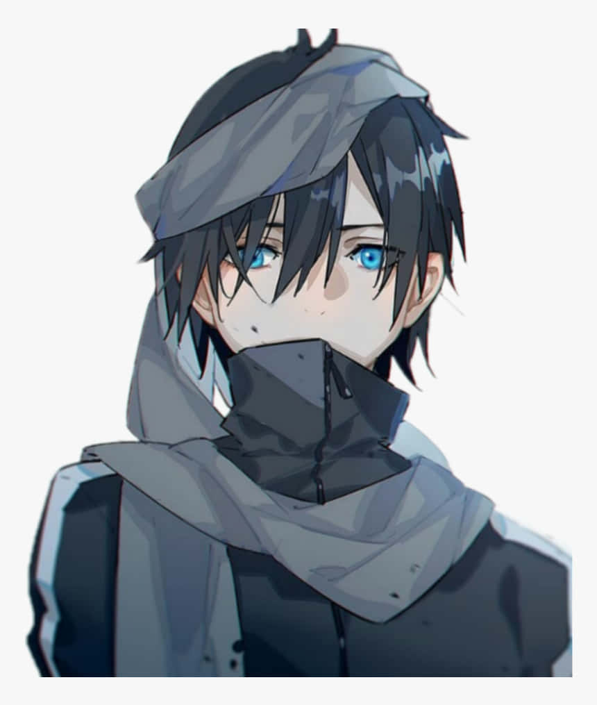 Blue-Eyed Discord Anime PFP, young anime boy, striking blue eyes, SD Phone Wallpaper