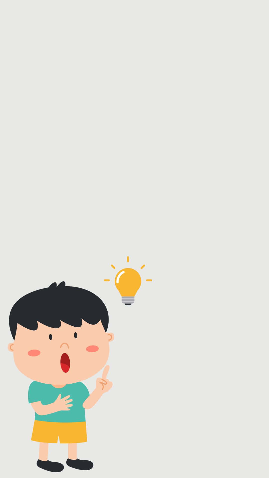 handsome boy cartoon, glowing lightbulb, open mouth, Full HD Phone Wallpaper