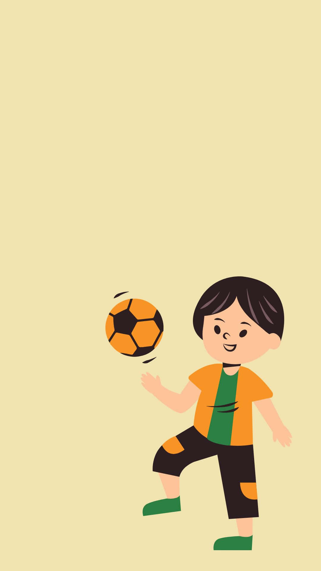 Handsome Boy Cartoon, orange and green, black and orange soccer ball, Full HD Phone Wallpaper