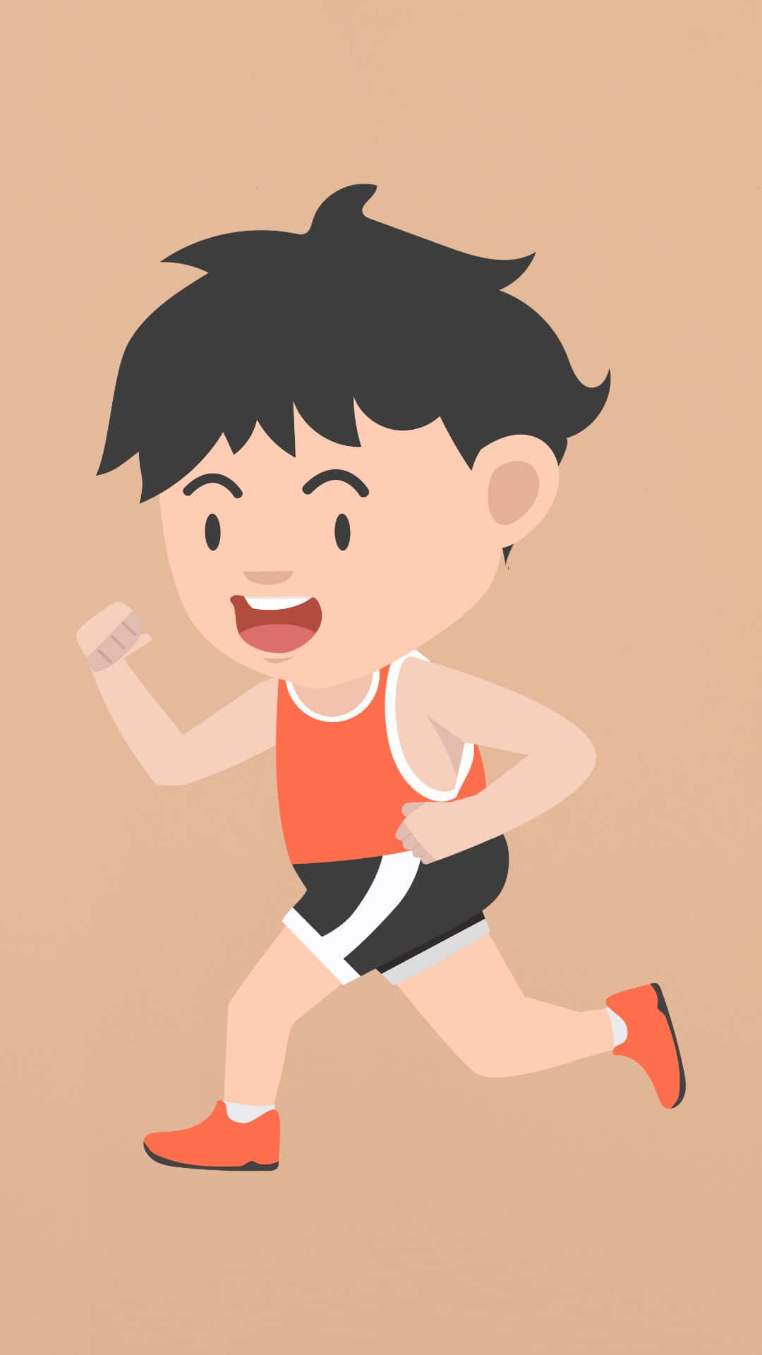 handsome boy cartoon, athletic outfit, orange running gear, Full HD Phone Wallpaper