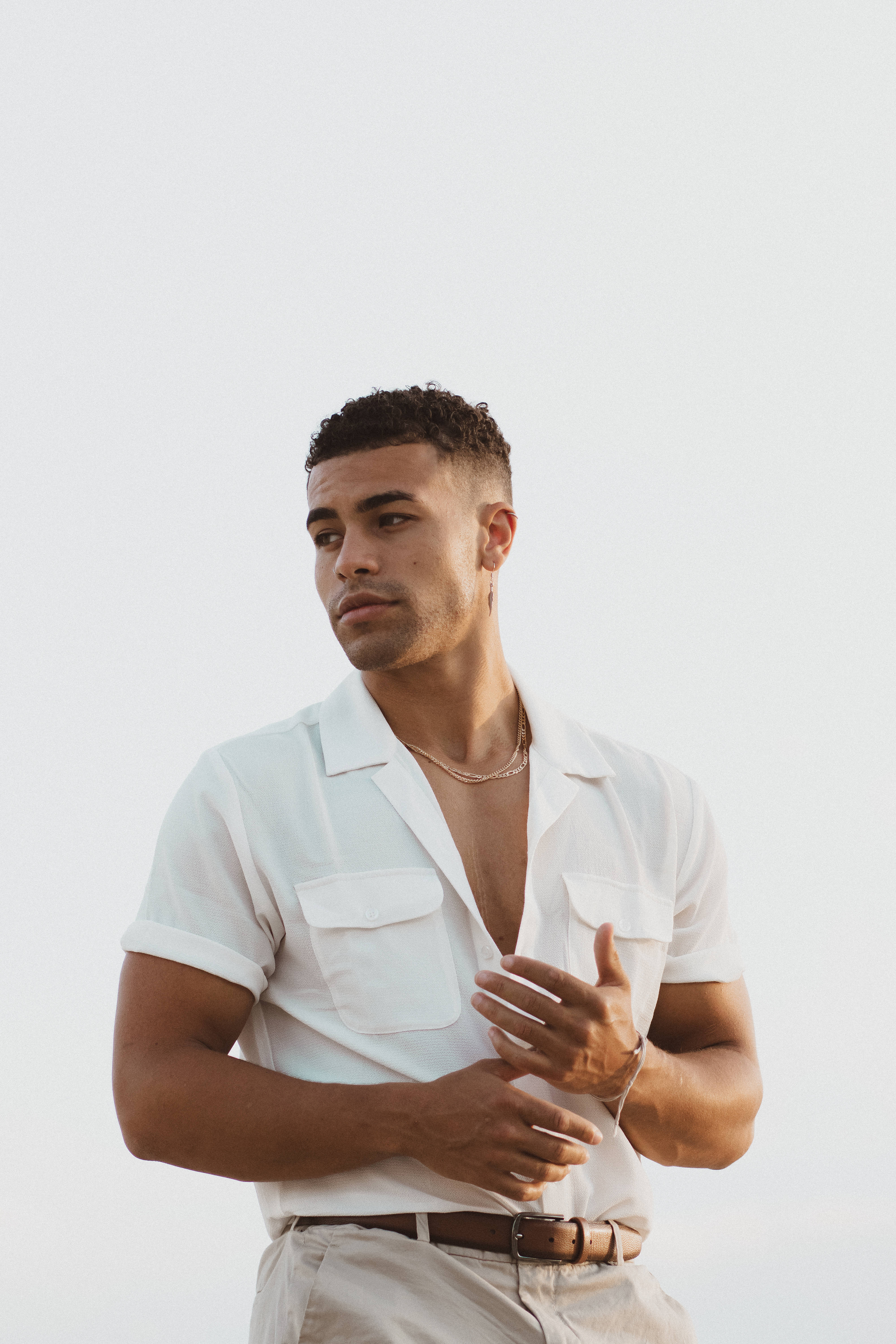 Handsome Boy, white shirt, button-down top, 5K Phone Wallpaper