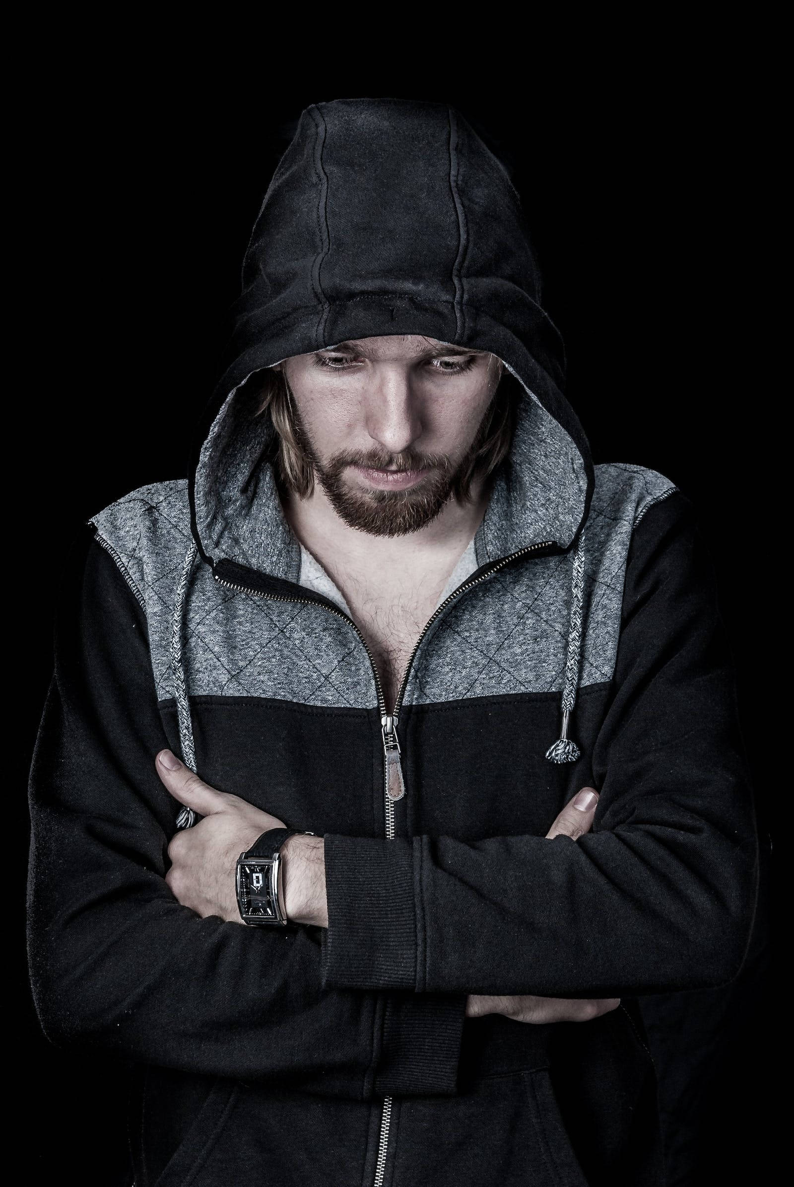 Handsome Boy, black hoodie, dark background, Full HD Phone Wallpaper