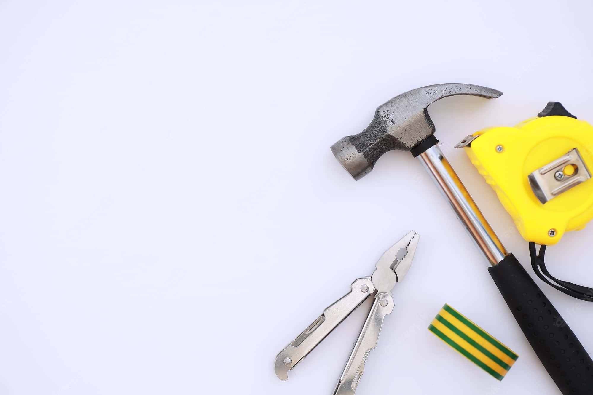 claw hammer, tape measure, pliers, Full HD Desktop Wallpaper