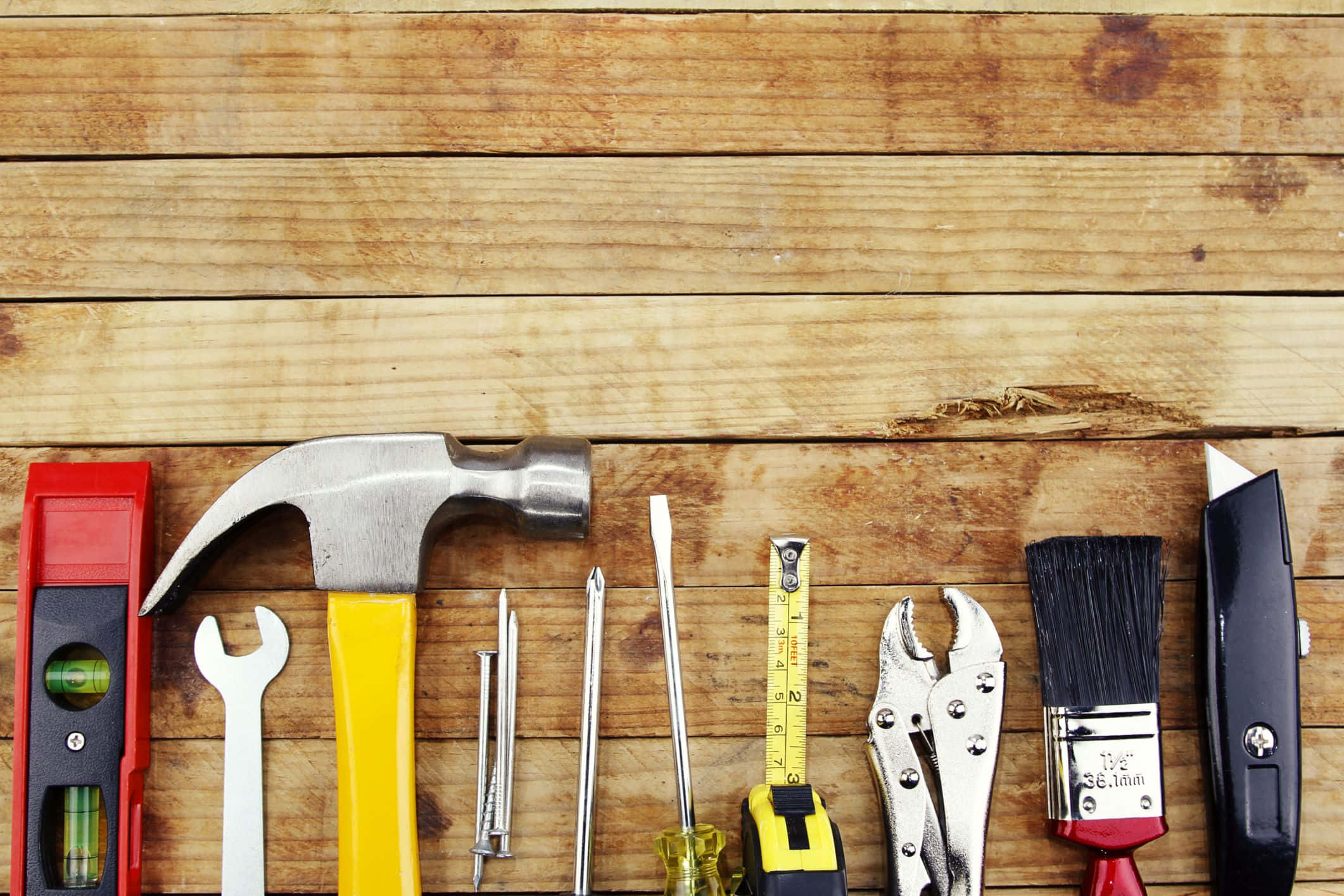 hand tools, hammer, wrench, Full HD Desktop Wallpaper