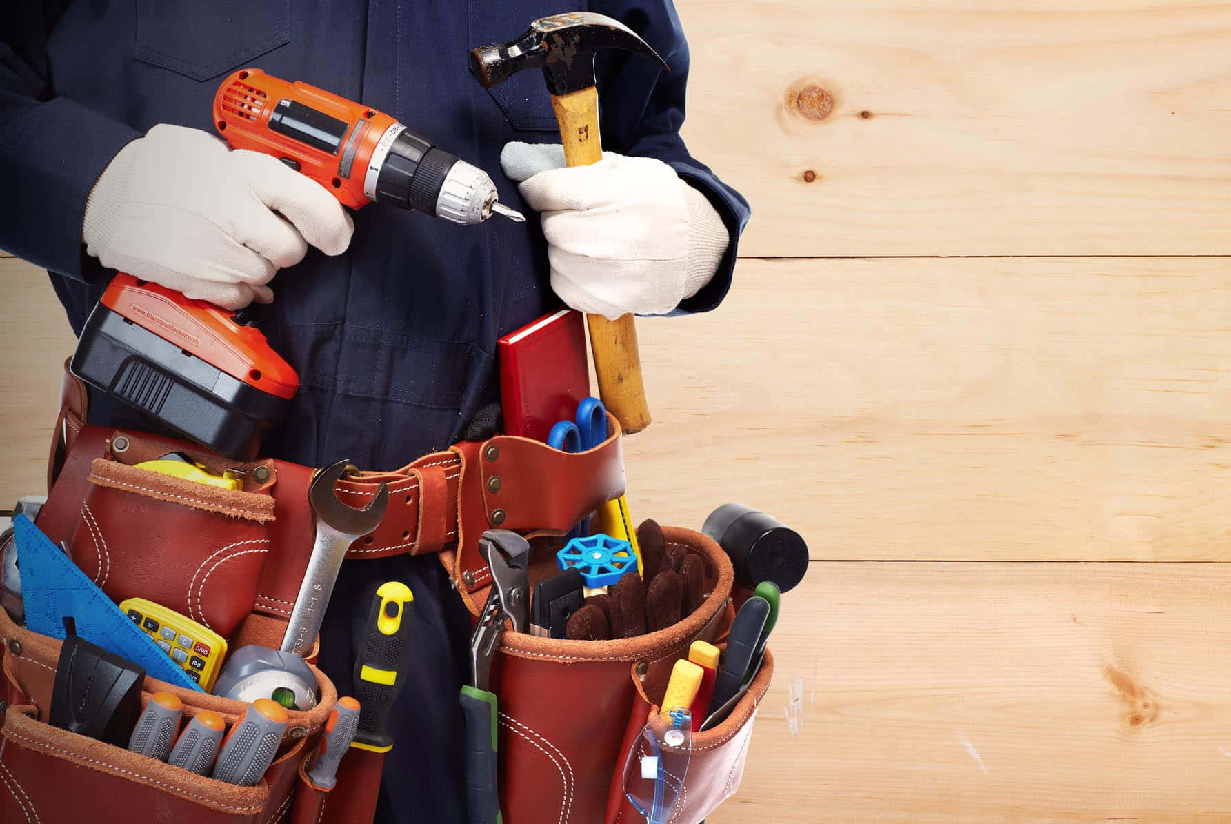 Handyman, wooden cabinet, drill, HD Desktop Wallpaper