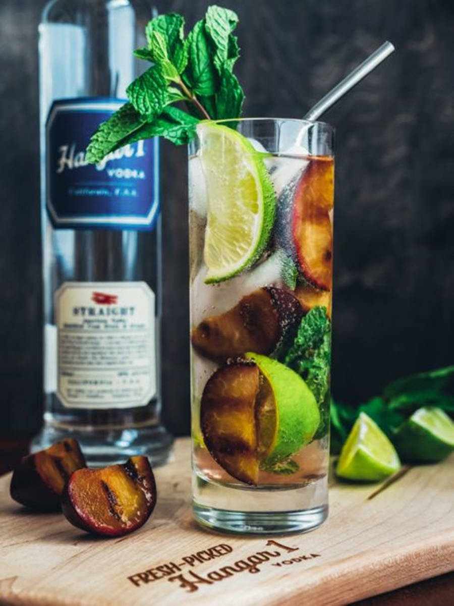Hangar 1, vodka mint limeade recipe, branded wooden board, SD Phone Wallpaper