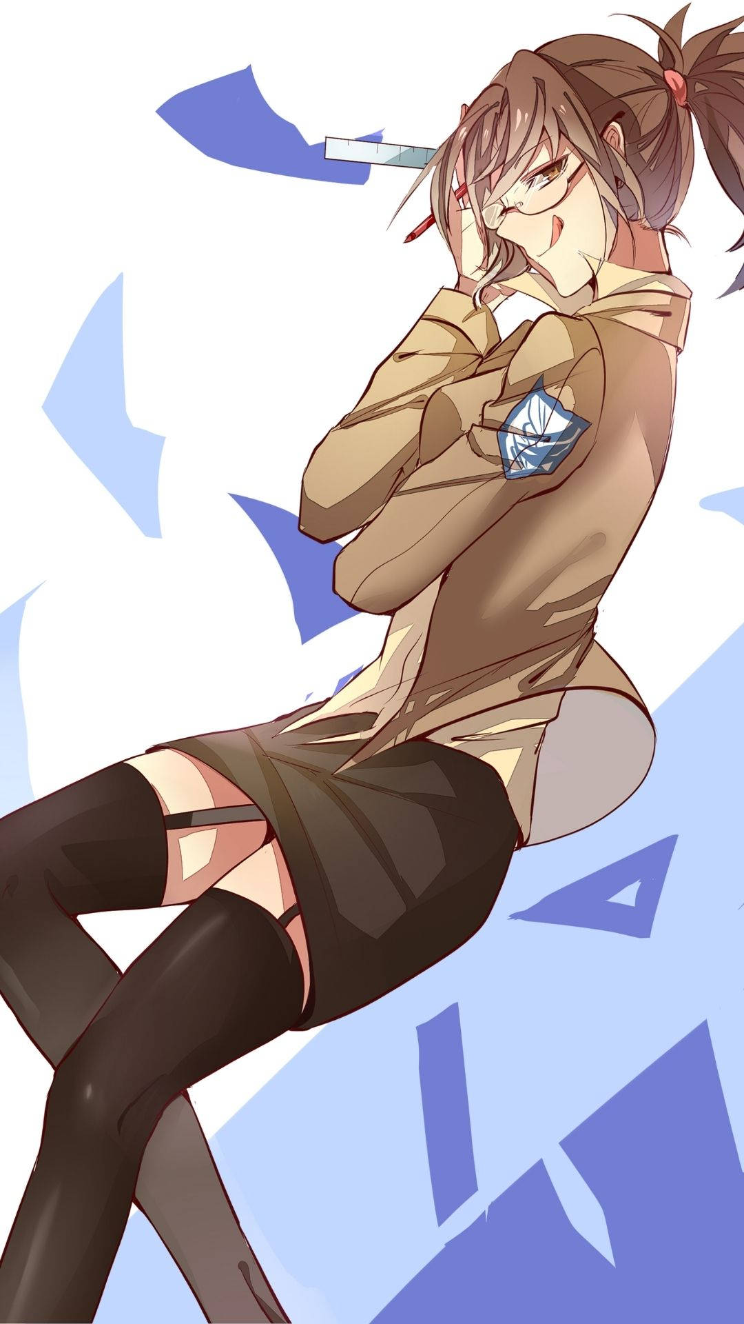 Hange Zoe, brown pigtails, glasses, Full HD Phone Wallpaper