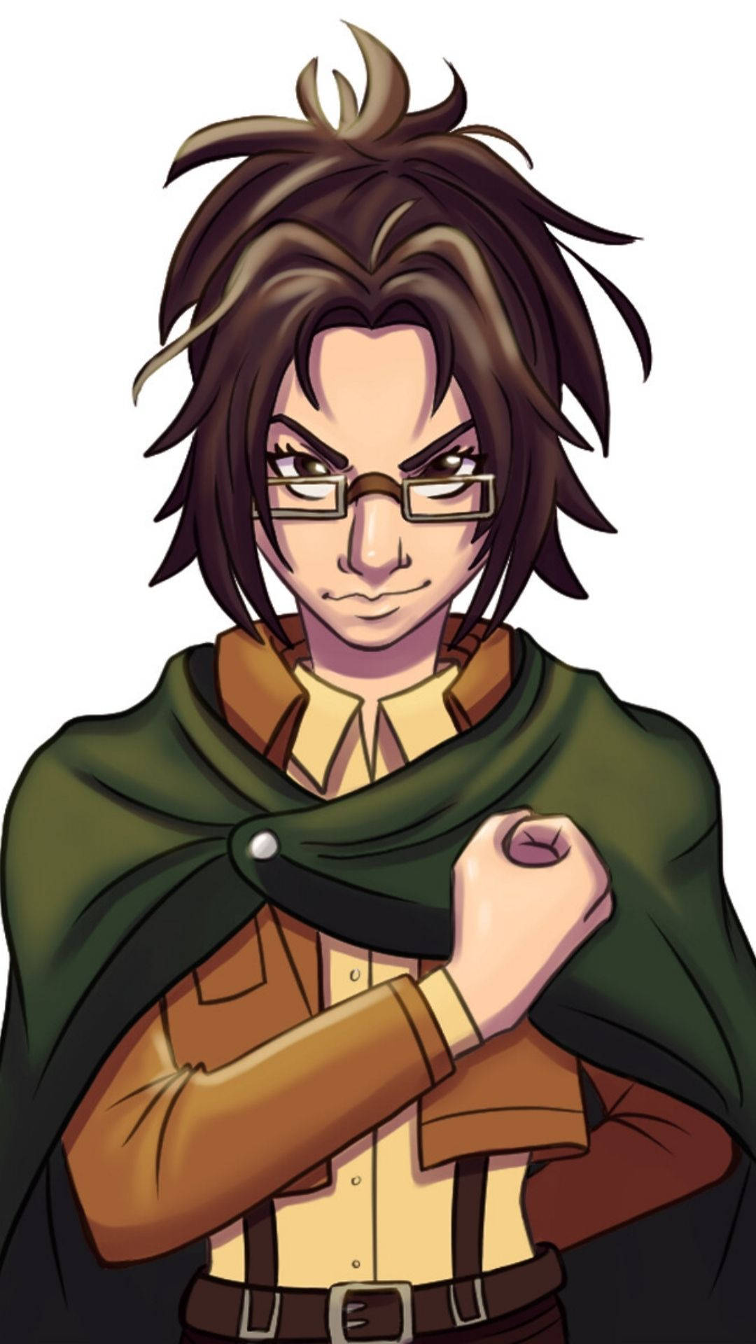 Hange Zoe, messy brown hair, glasses, Full HD Phone Wallpaper