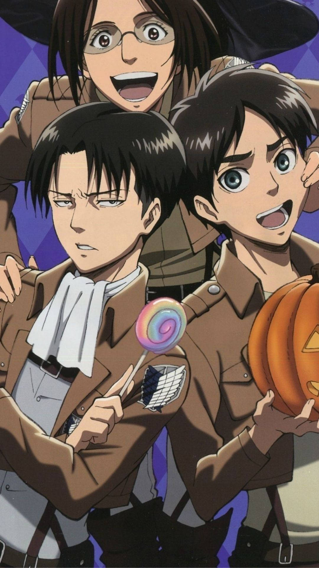 Hange Zoe, brown uniforms, lollipop, Full HD Phone Wallpaper