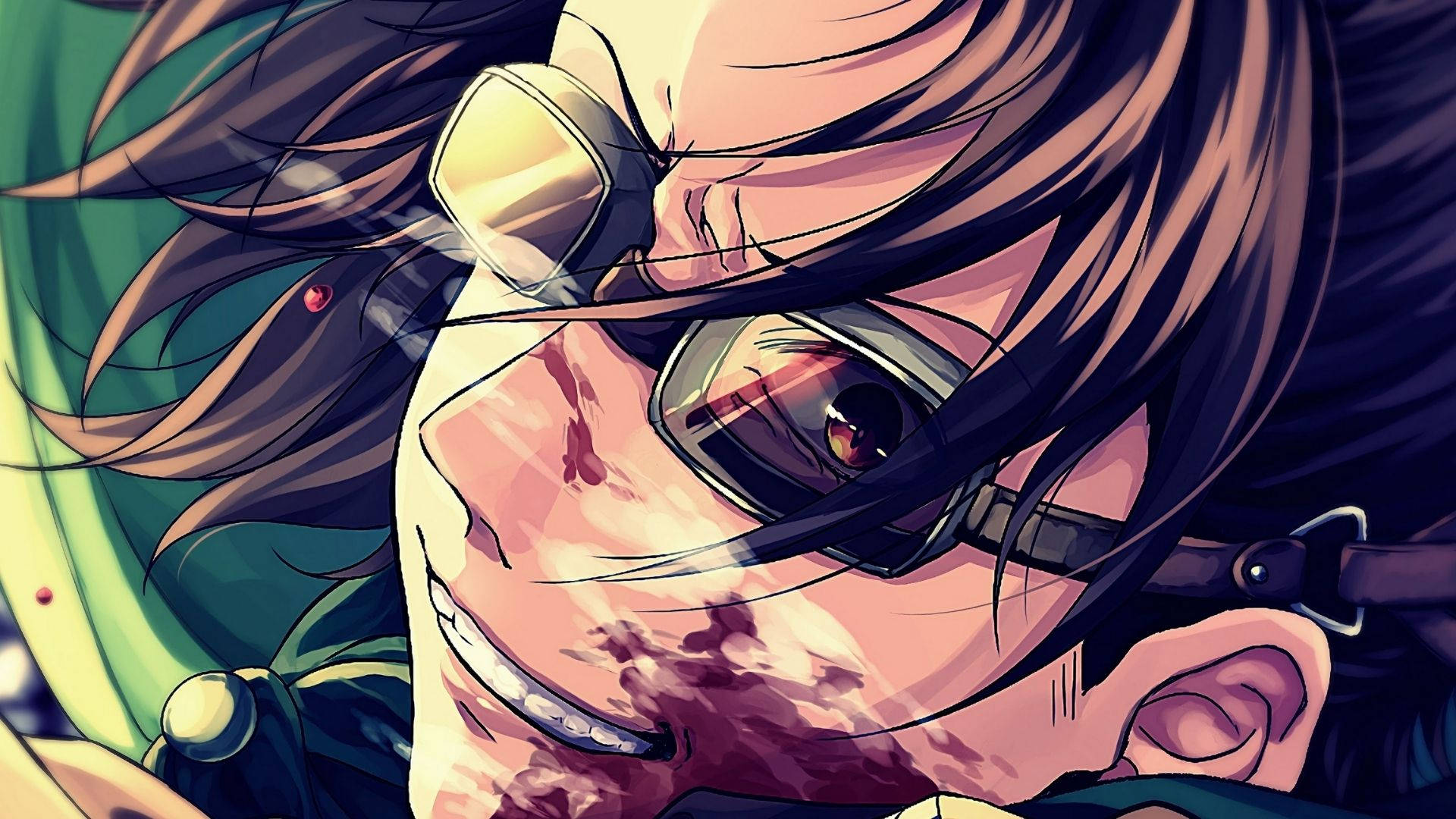 Hange Zoe, bloody face, dark hair, Full HD Desktop Wallpaper